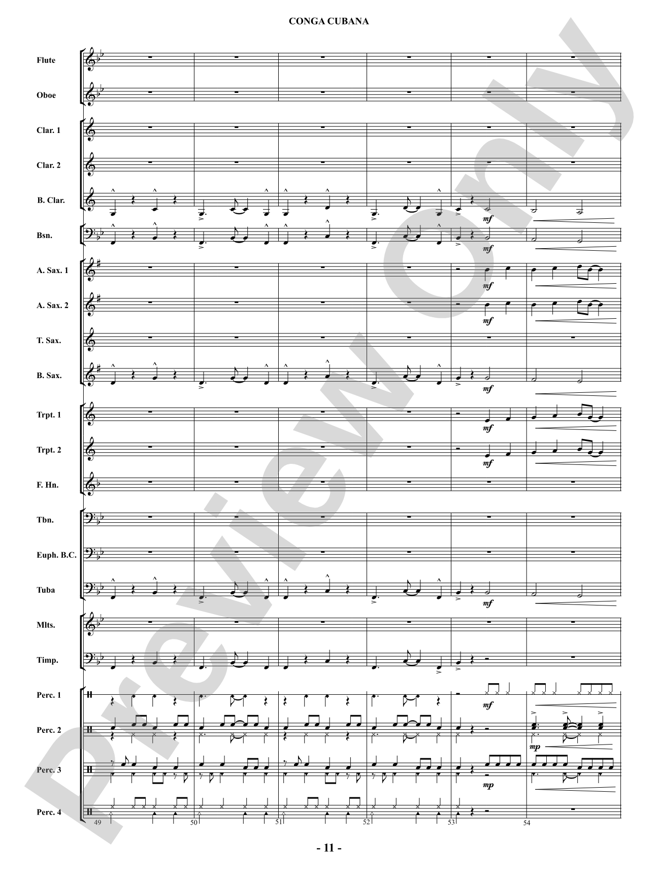 Conga Cubana: Concert Band Conductor Score & Parts
