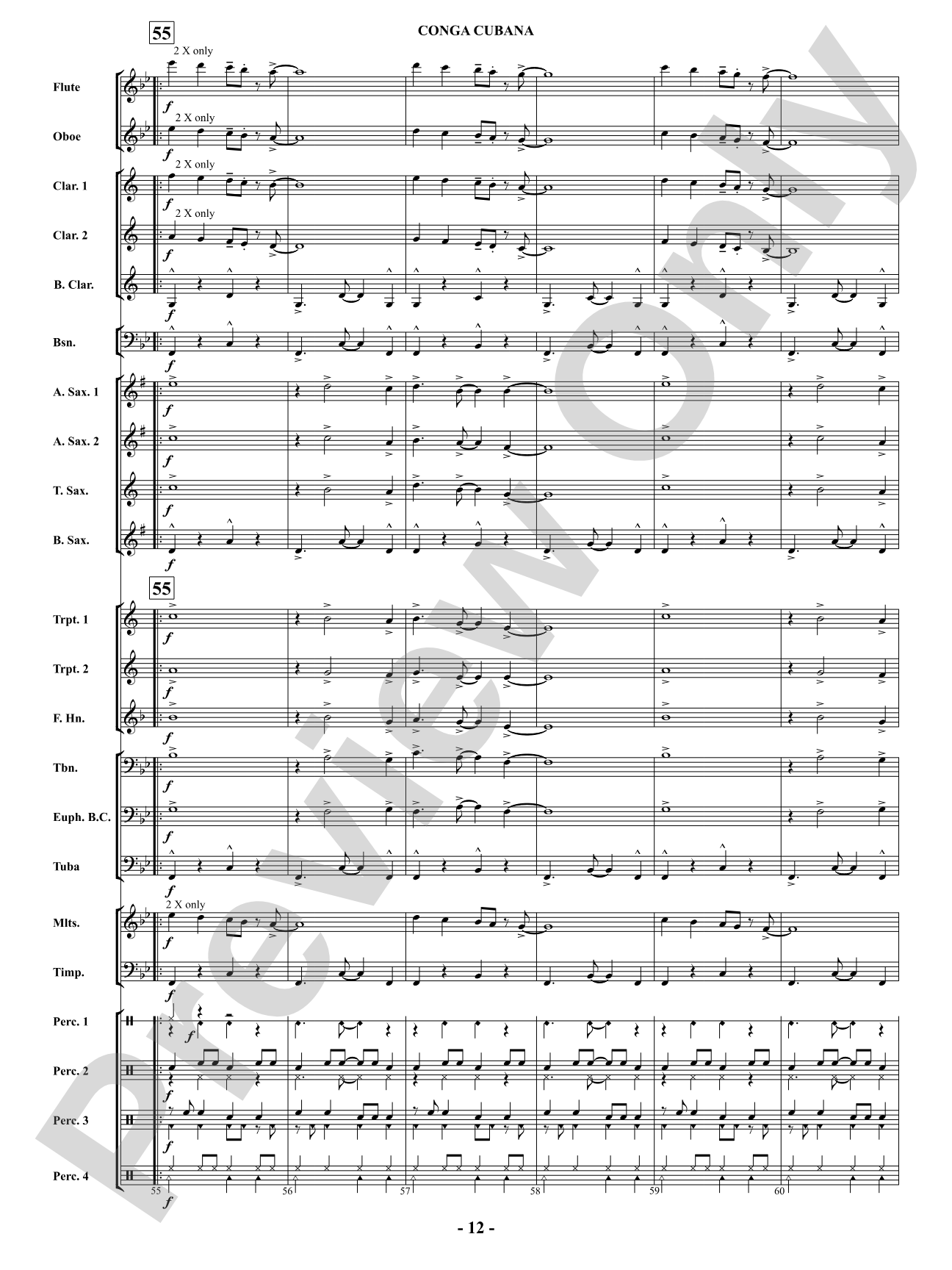 Conga Cubana: Concert Band Conductor Score & Parts