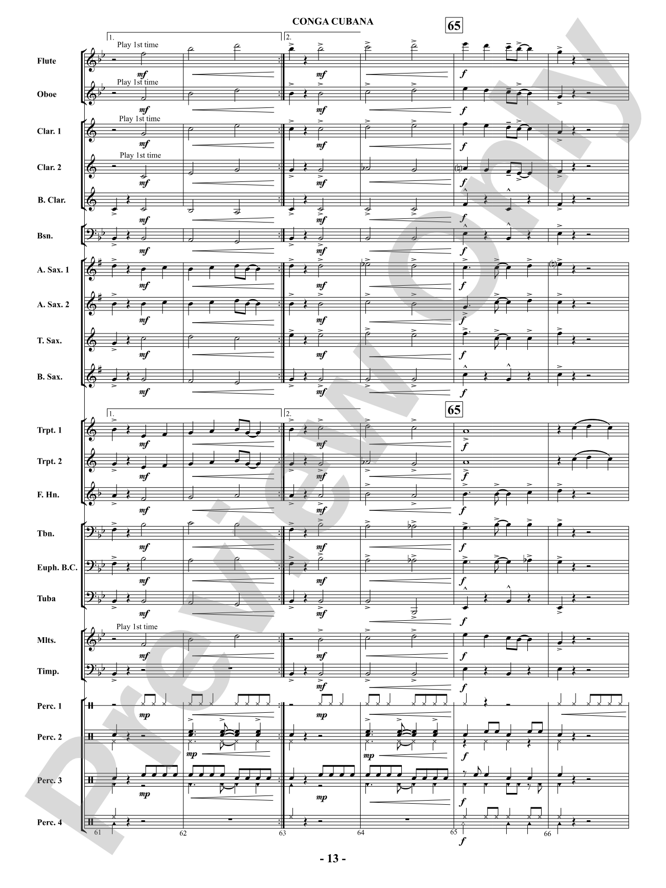 Conga Cubana: Concert Band Conductor Score & Parts