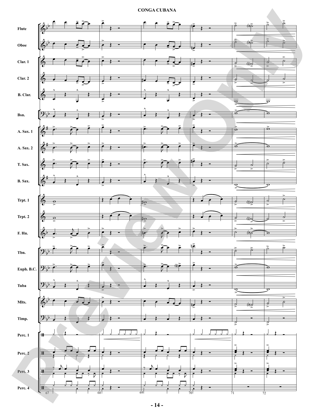 Conga Cubana: Concert Band Conductor Score & Parts
