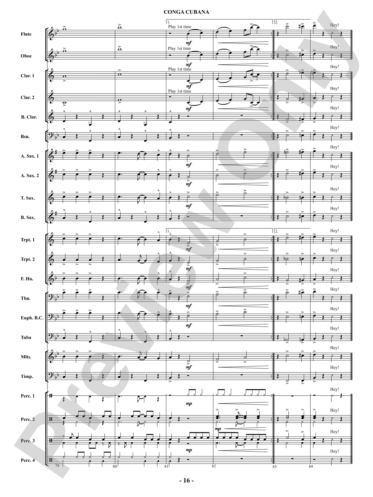 Conga Cubana: Concert Band Conductor Score & Parts