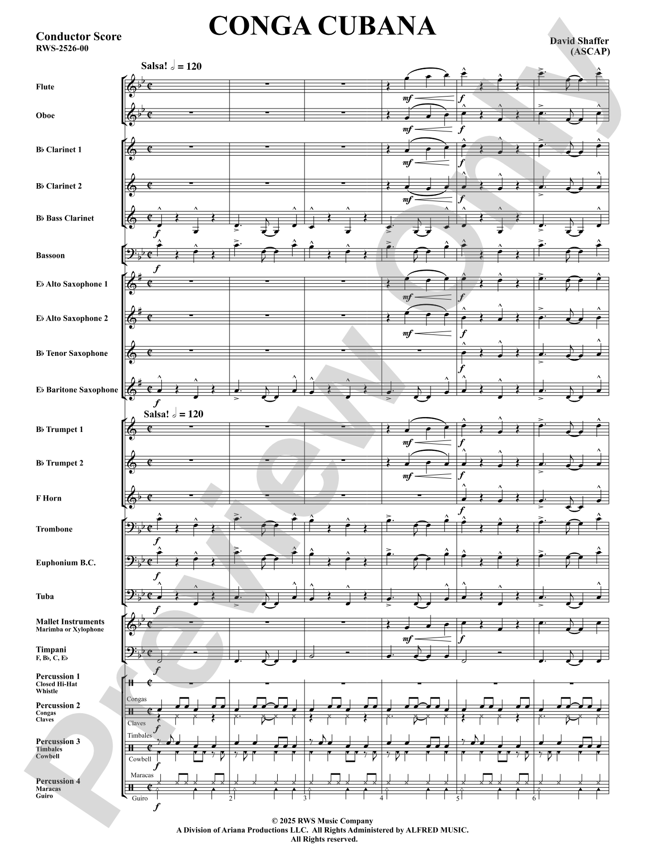 Conga Cubana: Concert Band Conductor Score & Parts