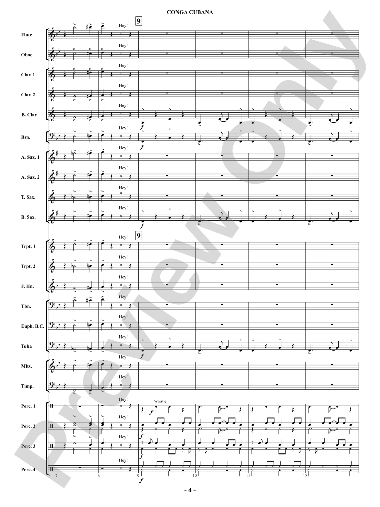Conga Cubana: Concert Band Conductor Score & Parts