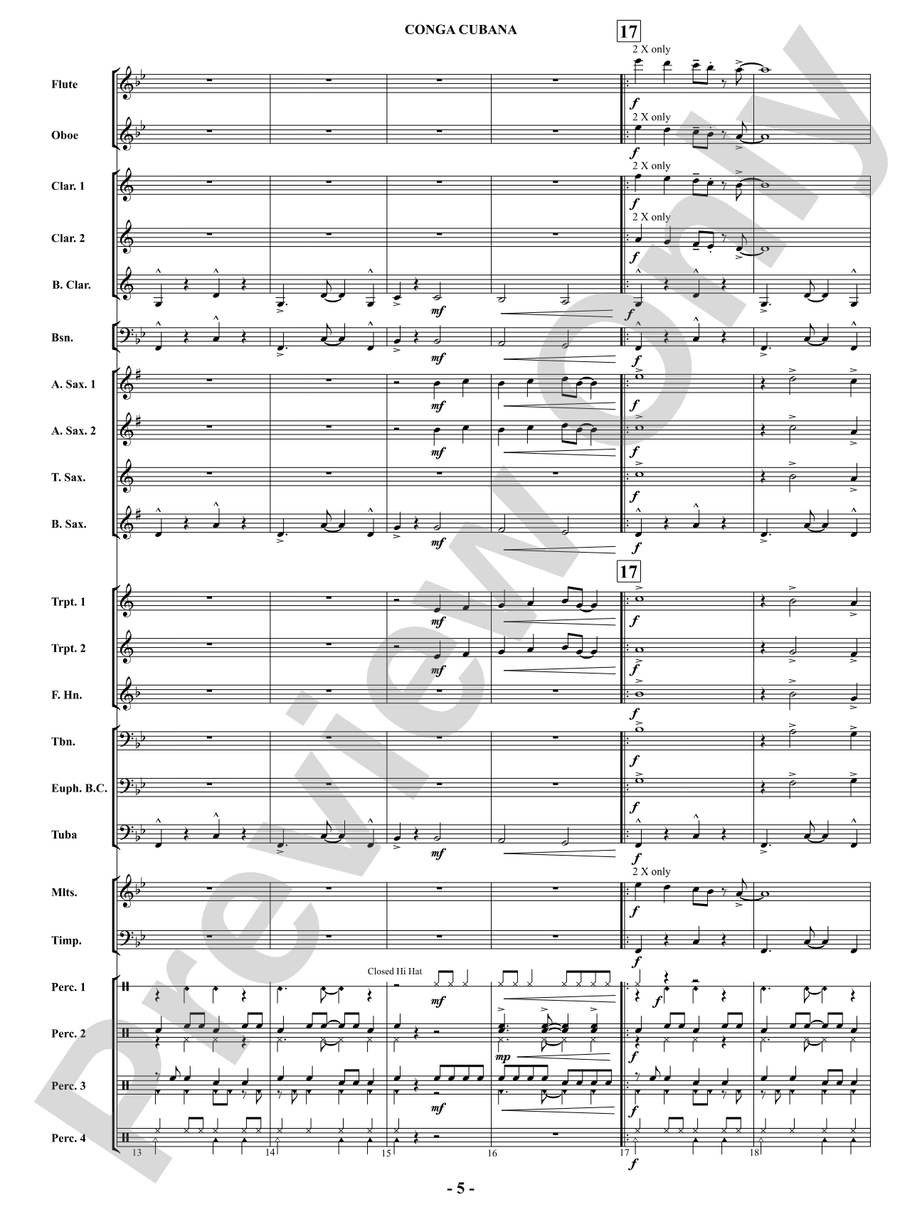 Conga Cubana: Concert Band Conductor Score & Parts