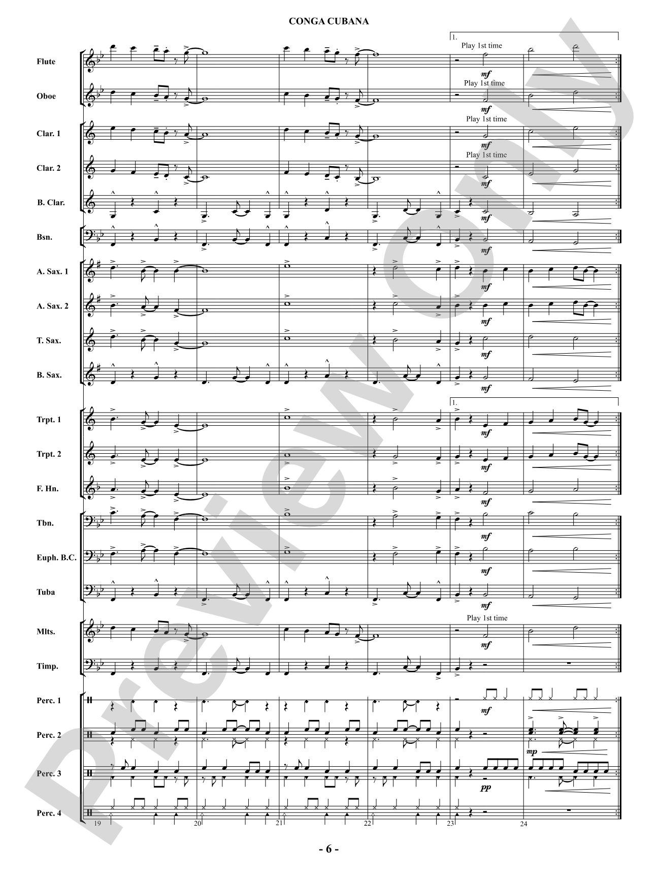 Conga Cubana: Concert Band Conductor Score & Parts