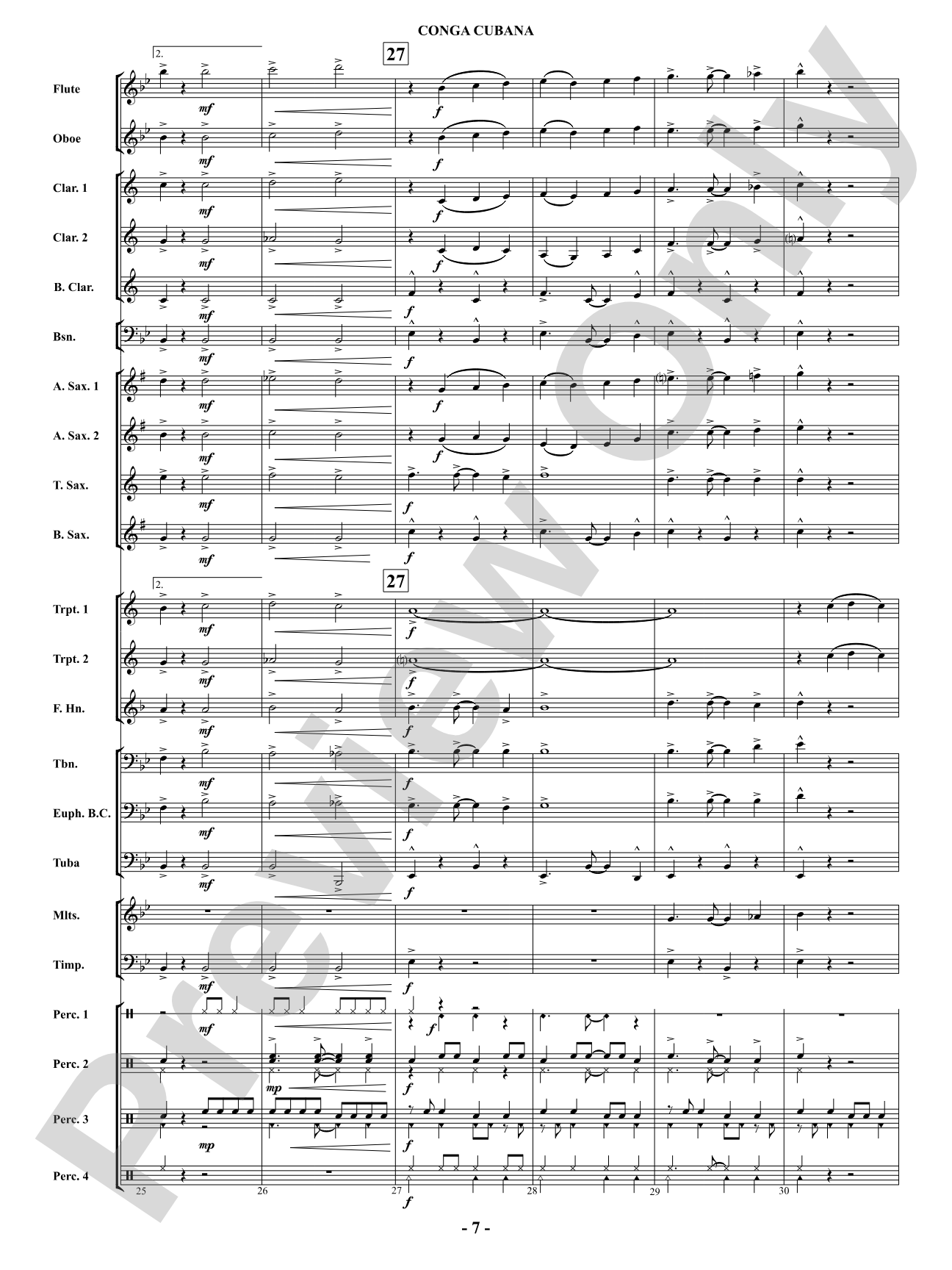 Conga Cubana: Concert Band Conductor Score & Parts