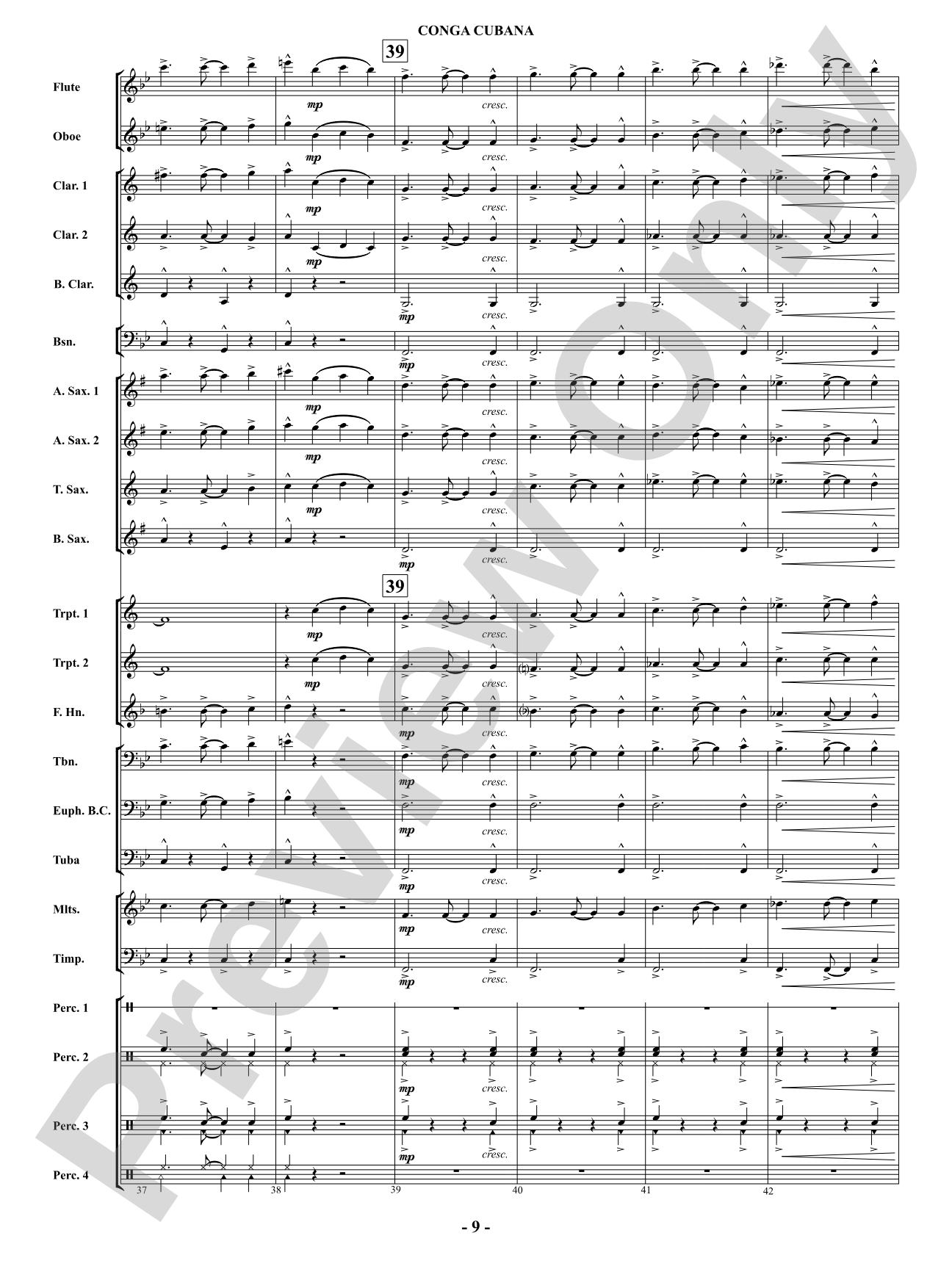Conga Cubana: Concert Band Conductor Score & Parts