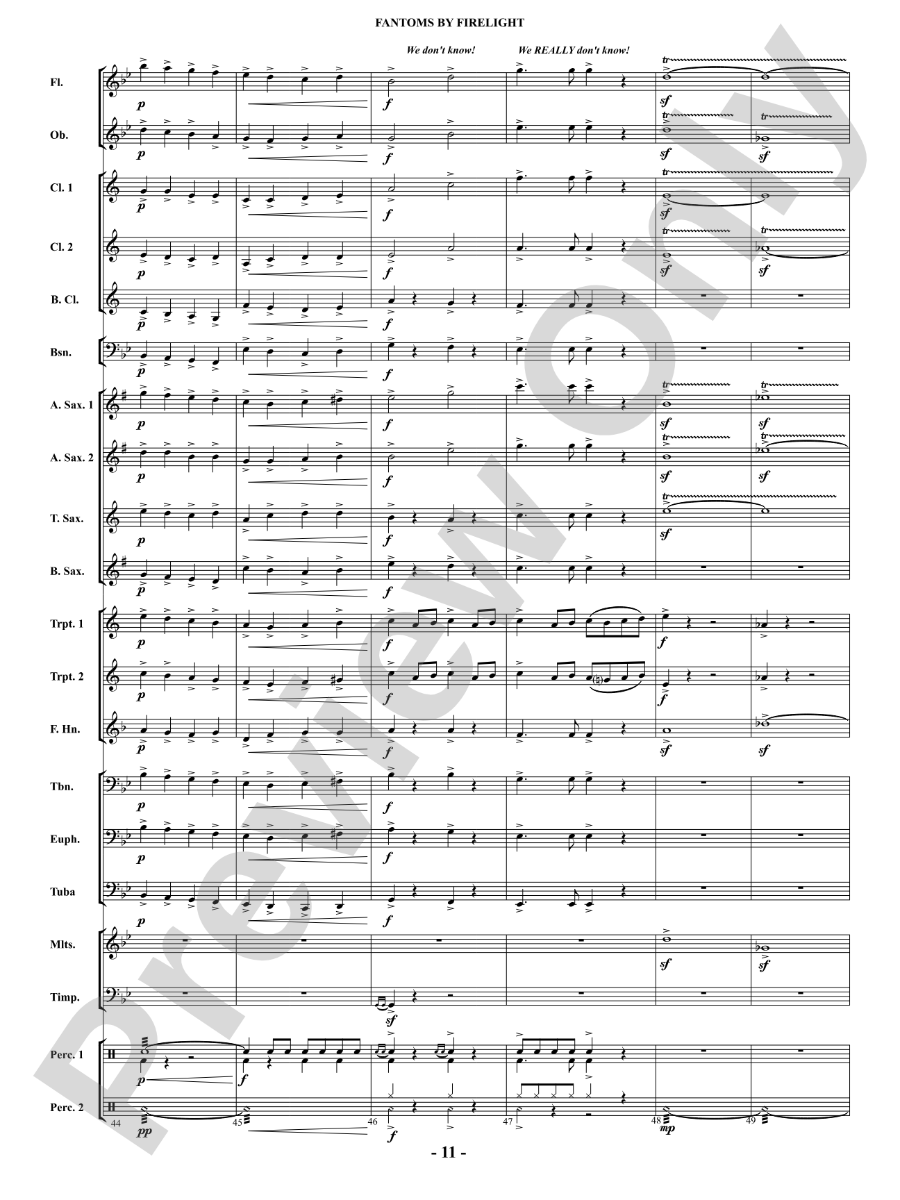 Fantoms By Firelight (for Narrator and Band): Score