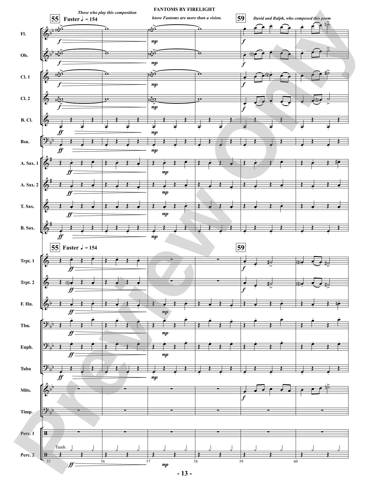 Fantoms By Firelight (for Narrator and Band): Score