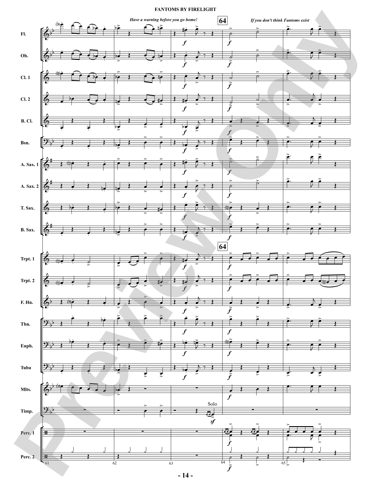 Fantoms By Firelight (for Narrator and Band): Score