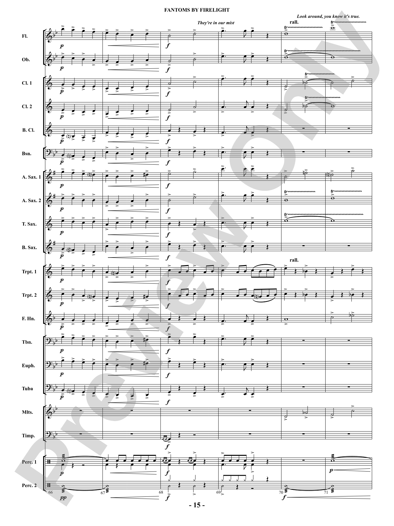 Fantoms By Firelight (for Narrator and Band): Score