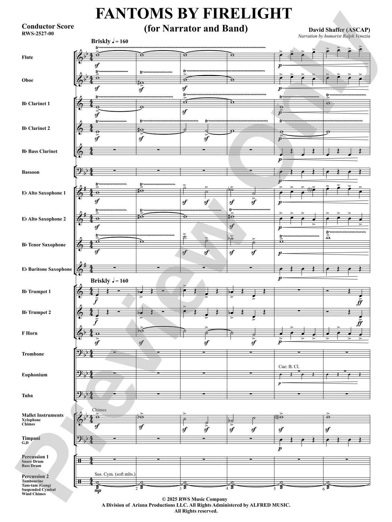 Fantoms By Firelight (for Narrator and Band): Score