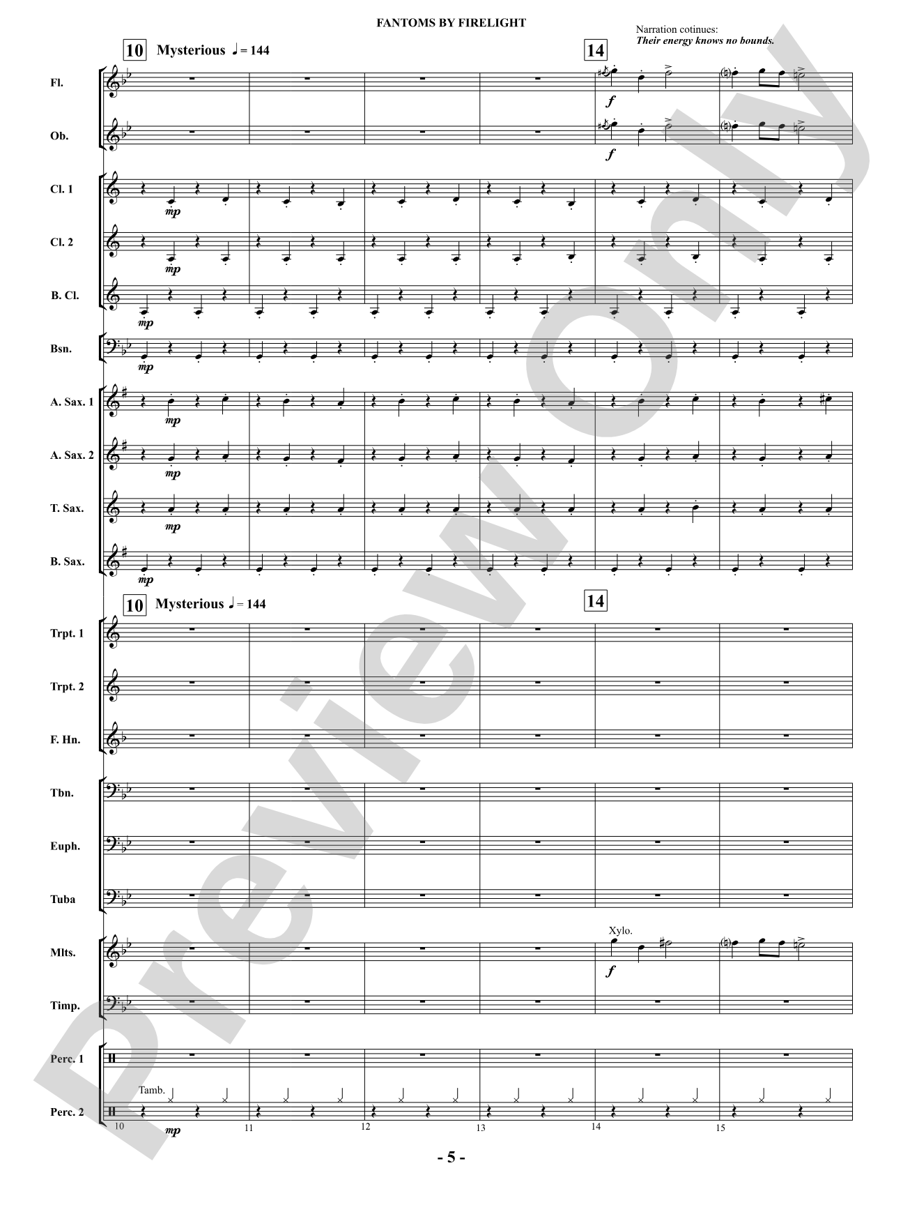 Fantoms By Firelight (for Narrator and Band): Score