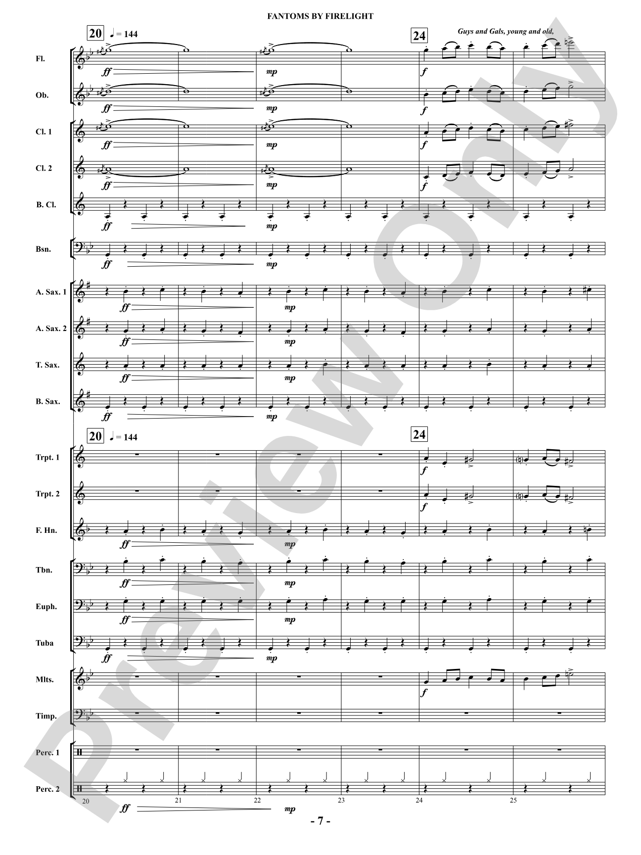 Fantoms By Firelight (for Narrator and Band): Score