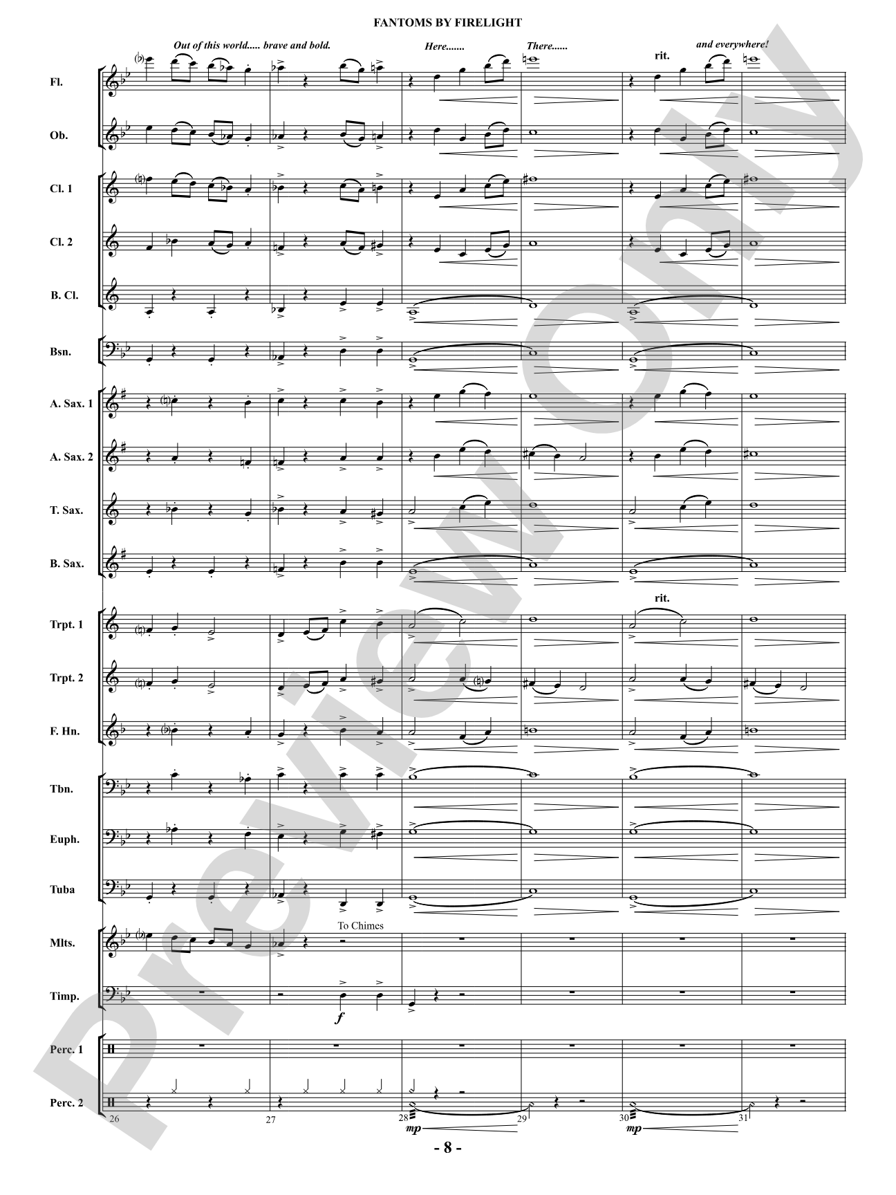 Fantoms By Firelight (for Narrator and Band): Score