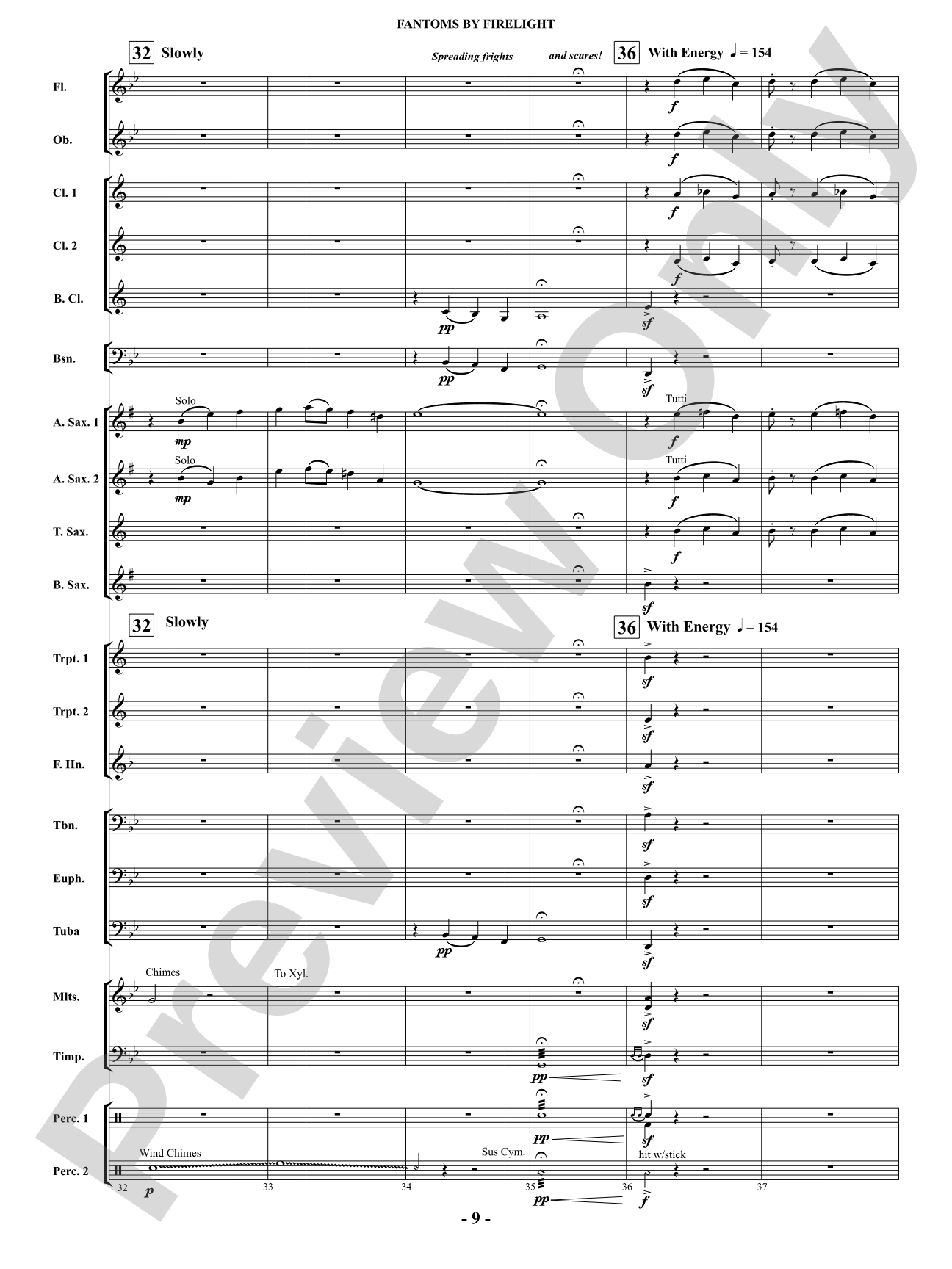 Fantoms By Firelight (for Narrator and Band): Score