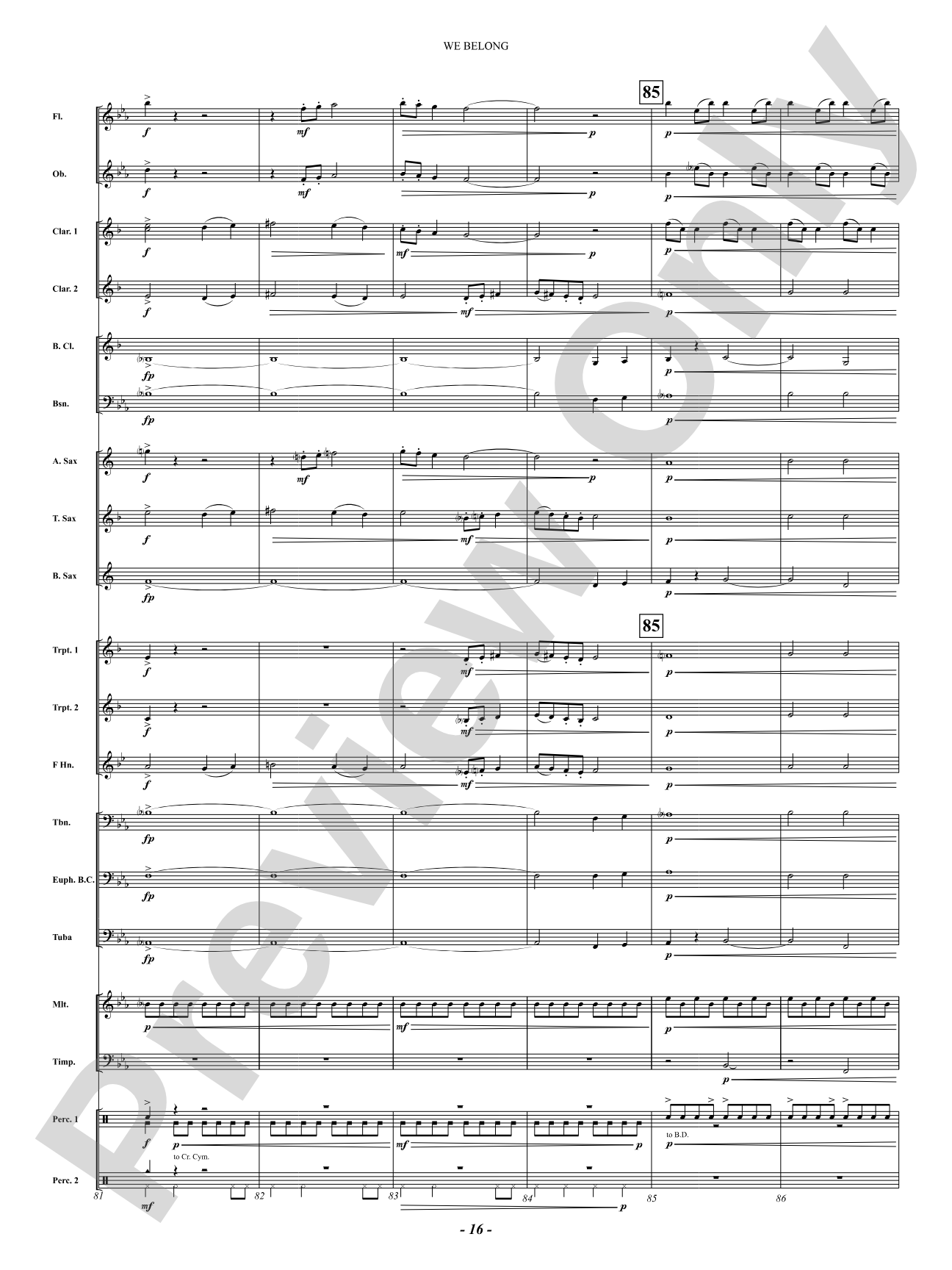 We Belong: Concert Band Conductor Score & Parts