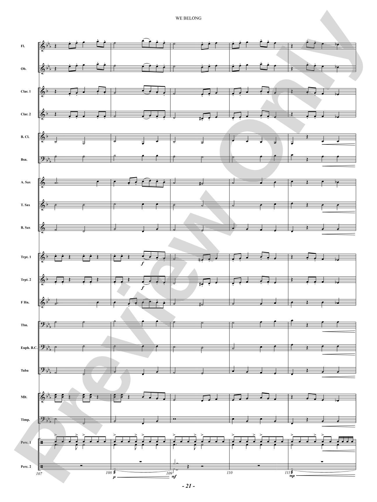 We Belong: Concert Band Conductor Score & Parts