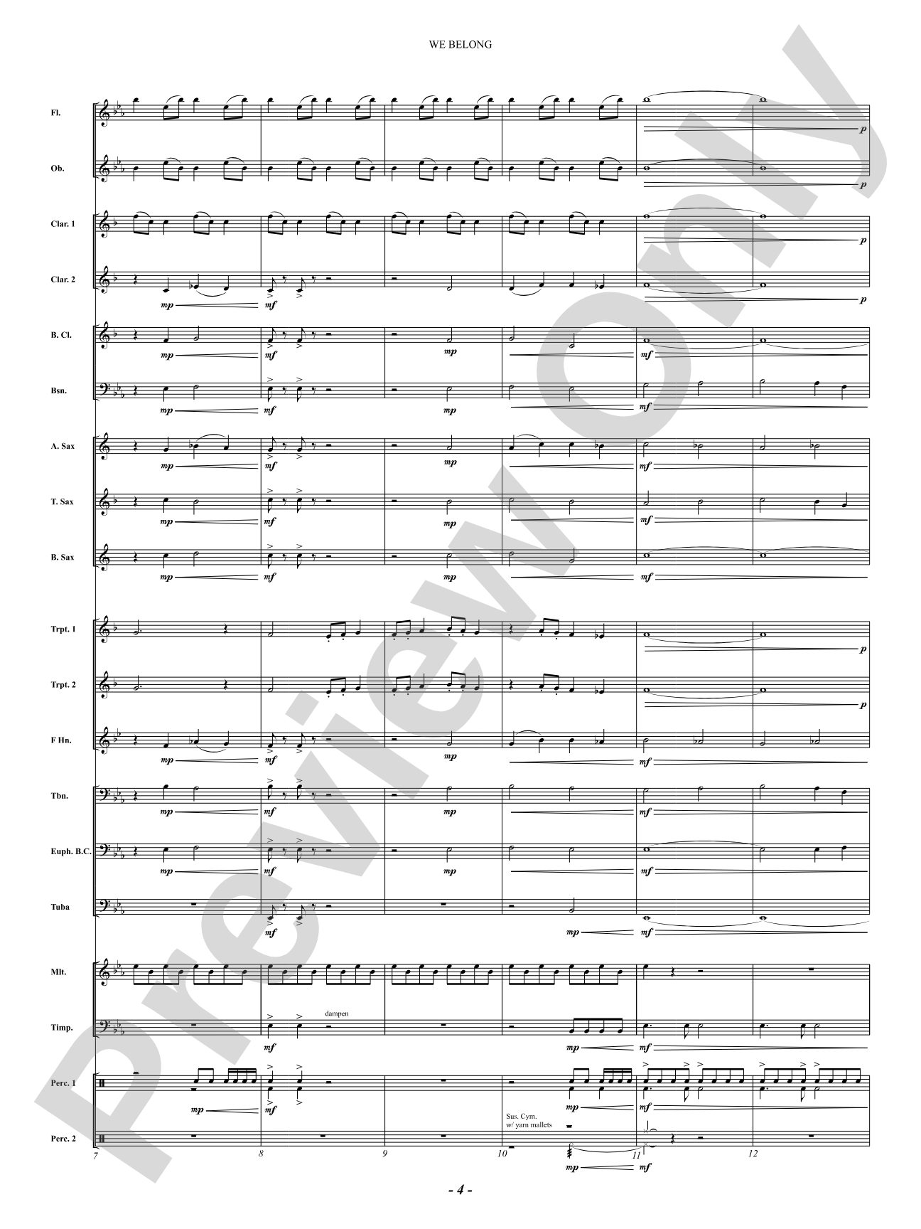 We Belong: Concert Band Conductor Score & Parts