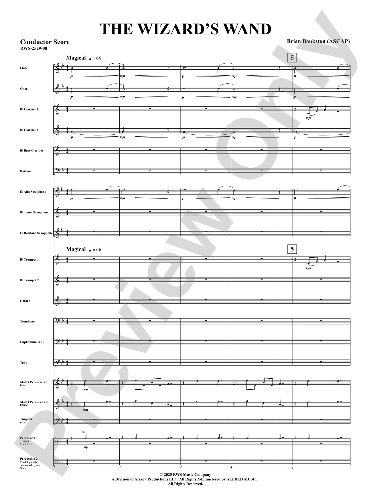 The Wizard's Wand: Concert Band Conductor Score & Parts