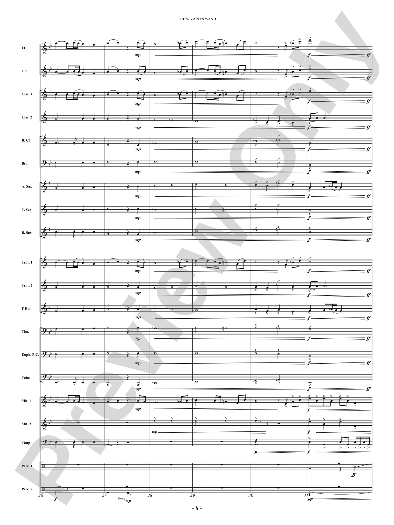 The Wizard's Wand: Concert Band Conductor Score & Parts