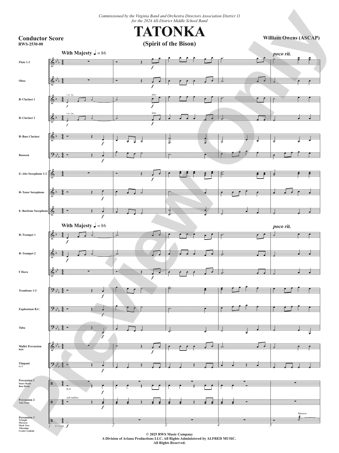 Tatonka (Spirit of the Bison): Concert Band Conductor Score & Parts