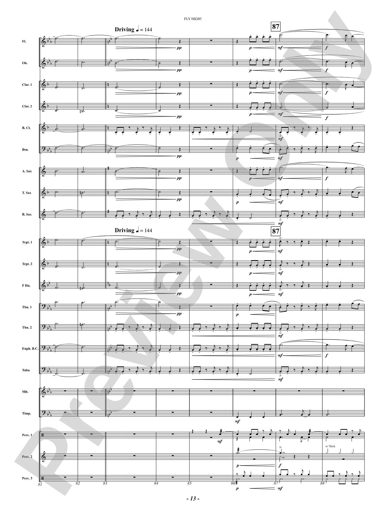 Fly High!: Concert Band Conductor Score & Parts
