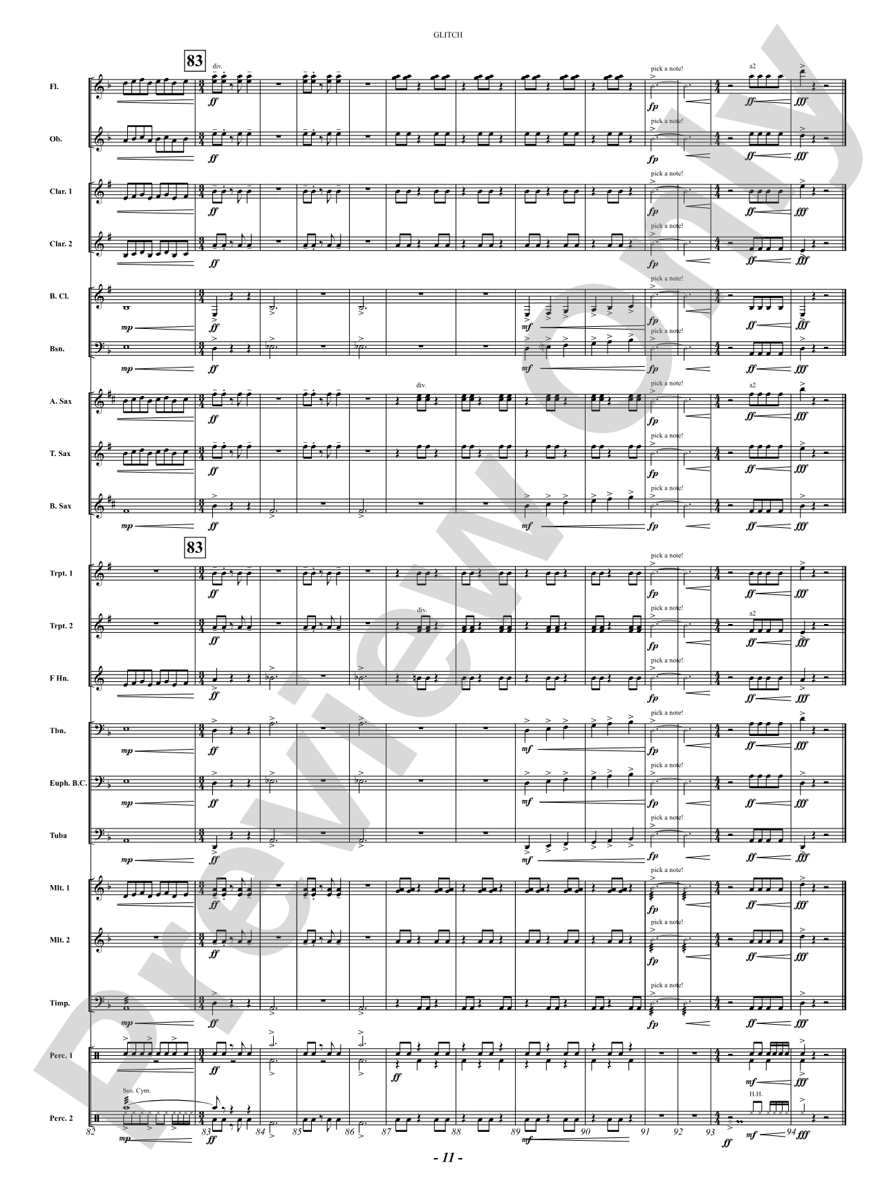 Glitch: Concert Band Conductor Score & Parts