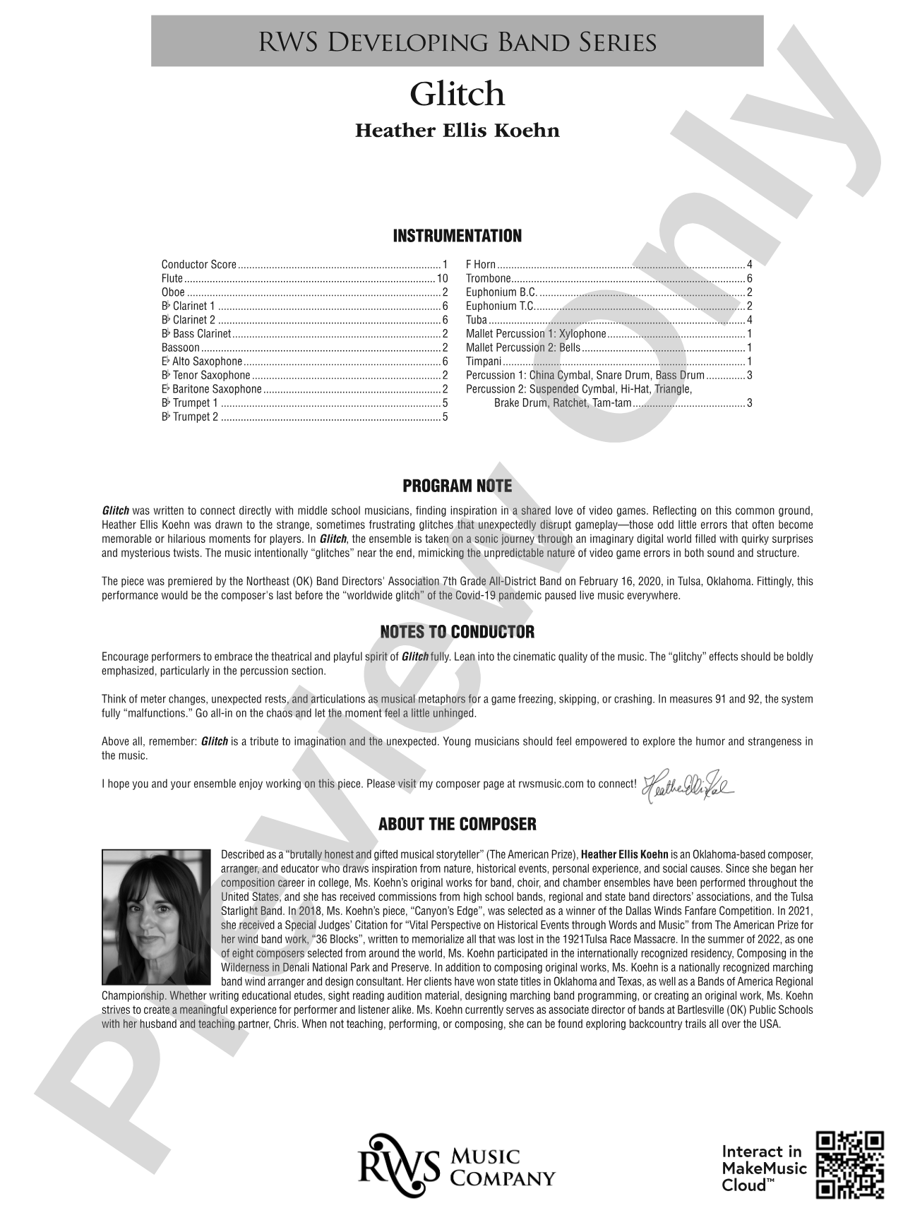 Glitch: Concert Band Conductor Score & Parts
