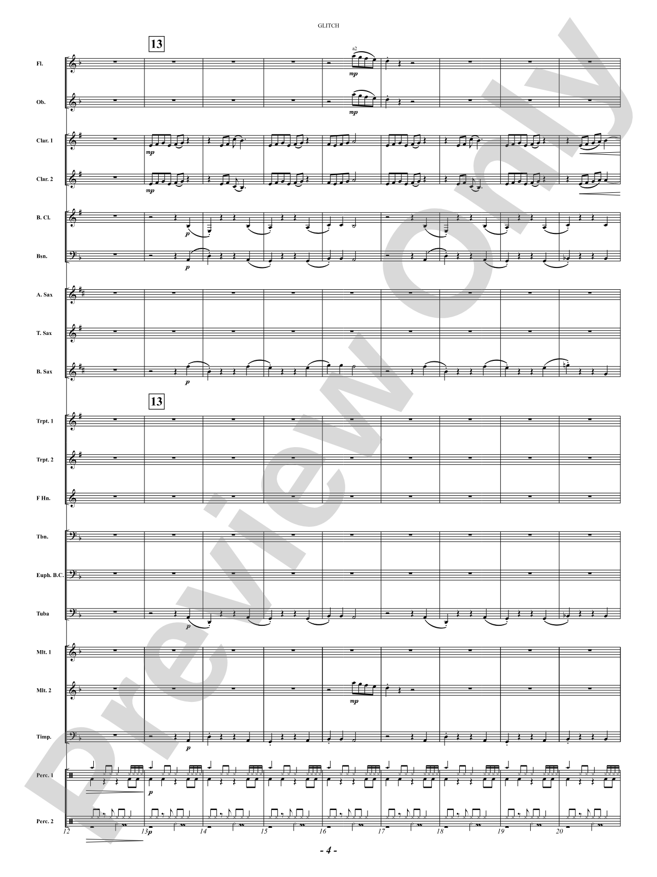Glitch: Concert Band Conductor Score & Parts