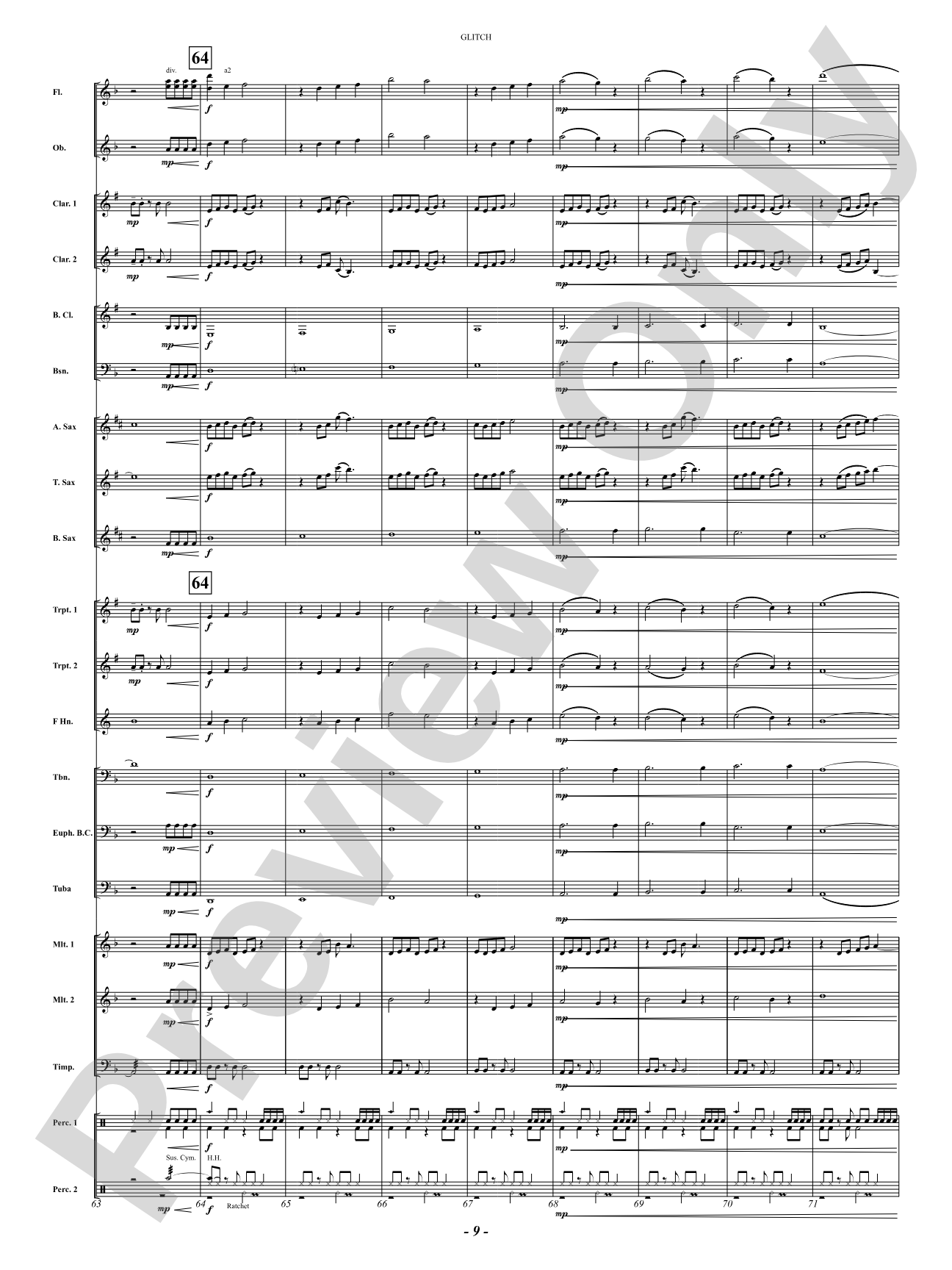Glitch: Concert Band Conductor Score & Parts