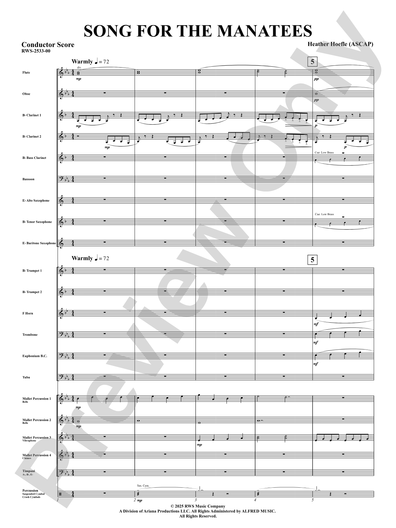 Song For The Manatees: Concert Band Conductor Score & Parts