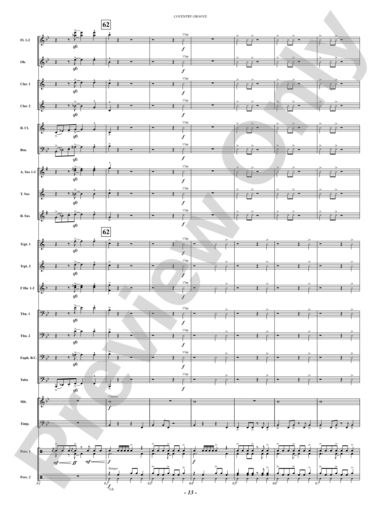 Coventry Groove: Concert Band Conductor Score & Parts