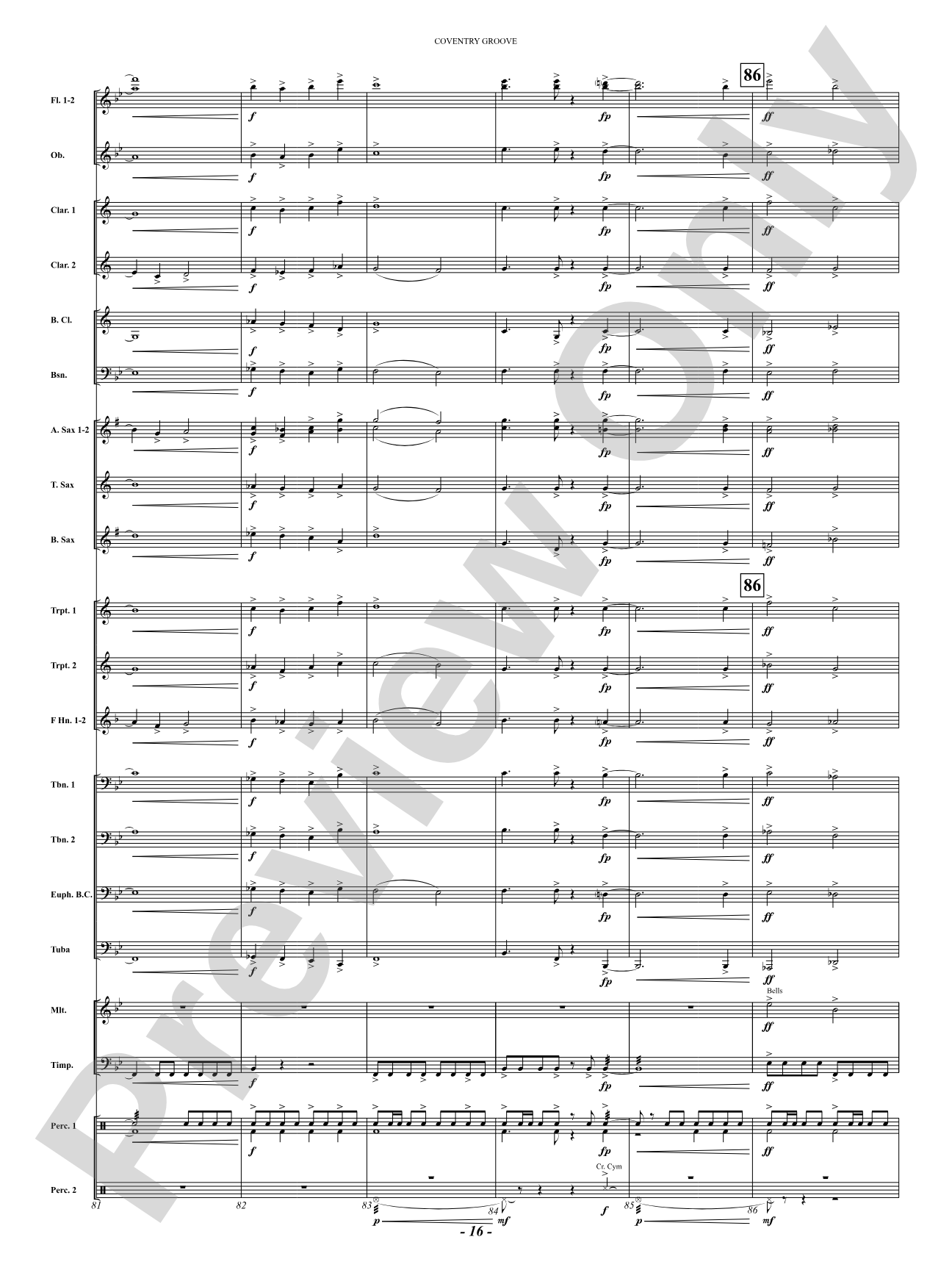 Coventry Groove: Concert Band Conductor Score & Parts