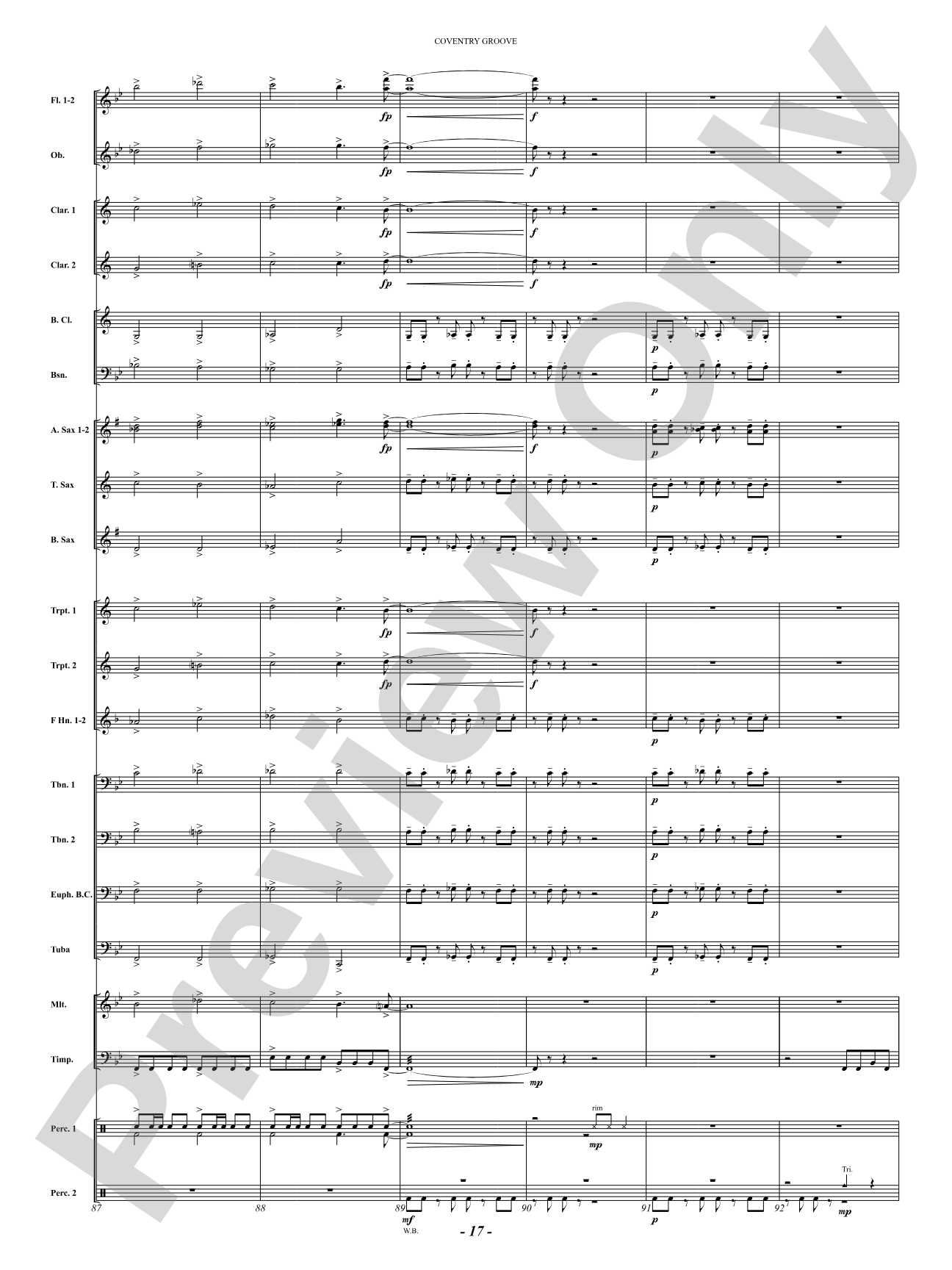 Coventry Groove: Concert Band Conductor Score & Parts