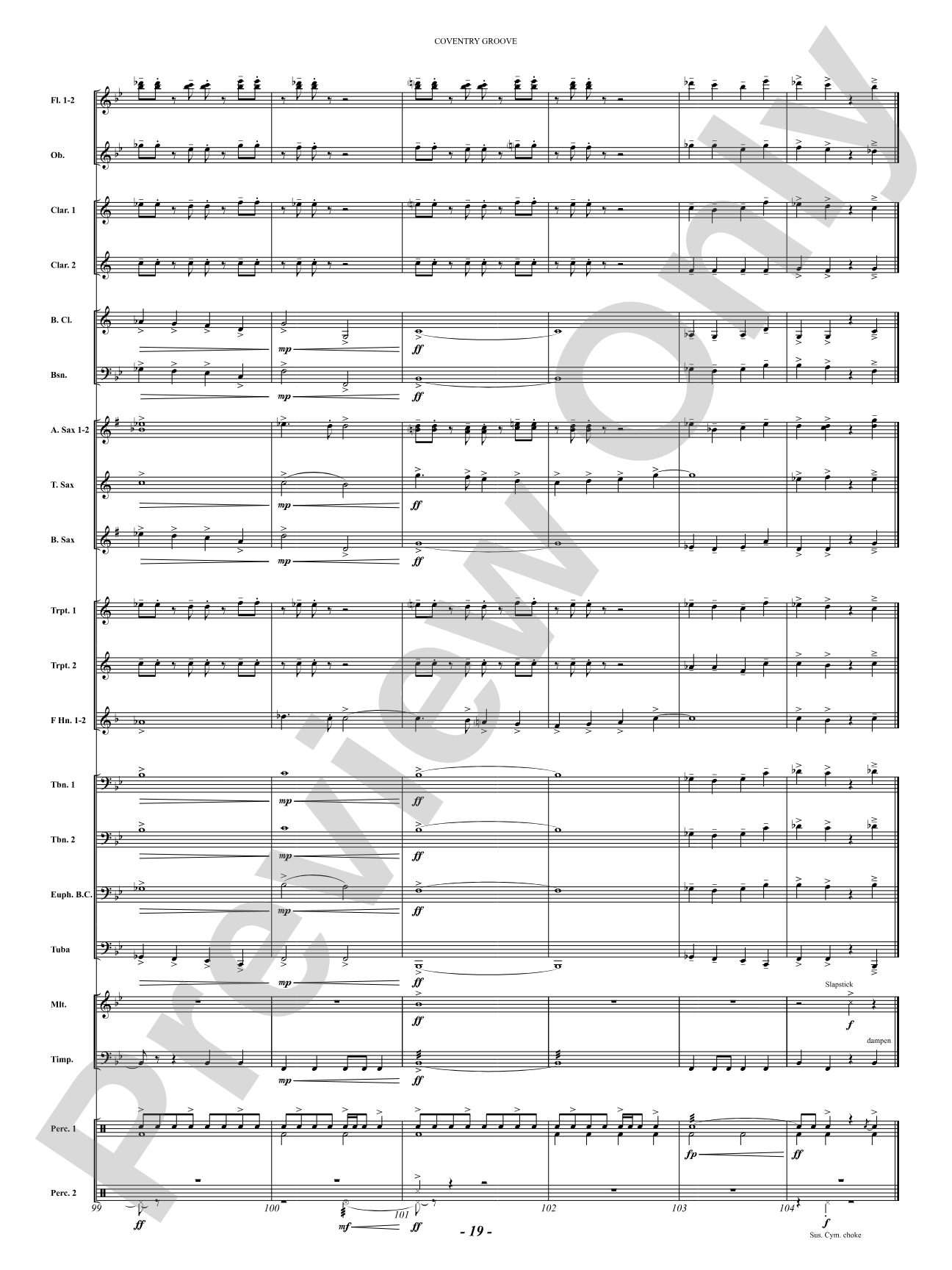 Coventry Groove: Concert Band Conductor Score & Parts