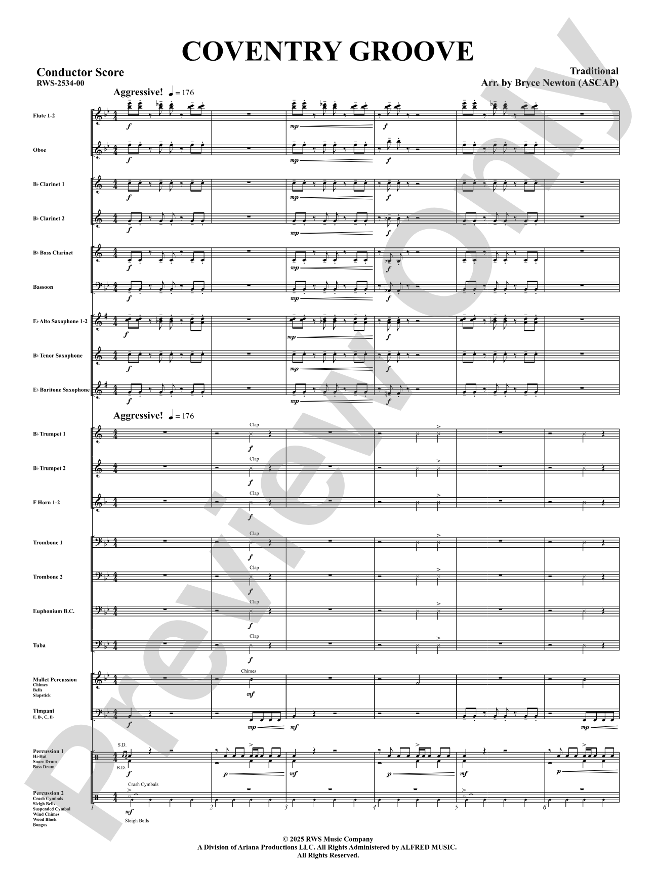 Coventry Groove: Concert Band Conductor Score & Parts