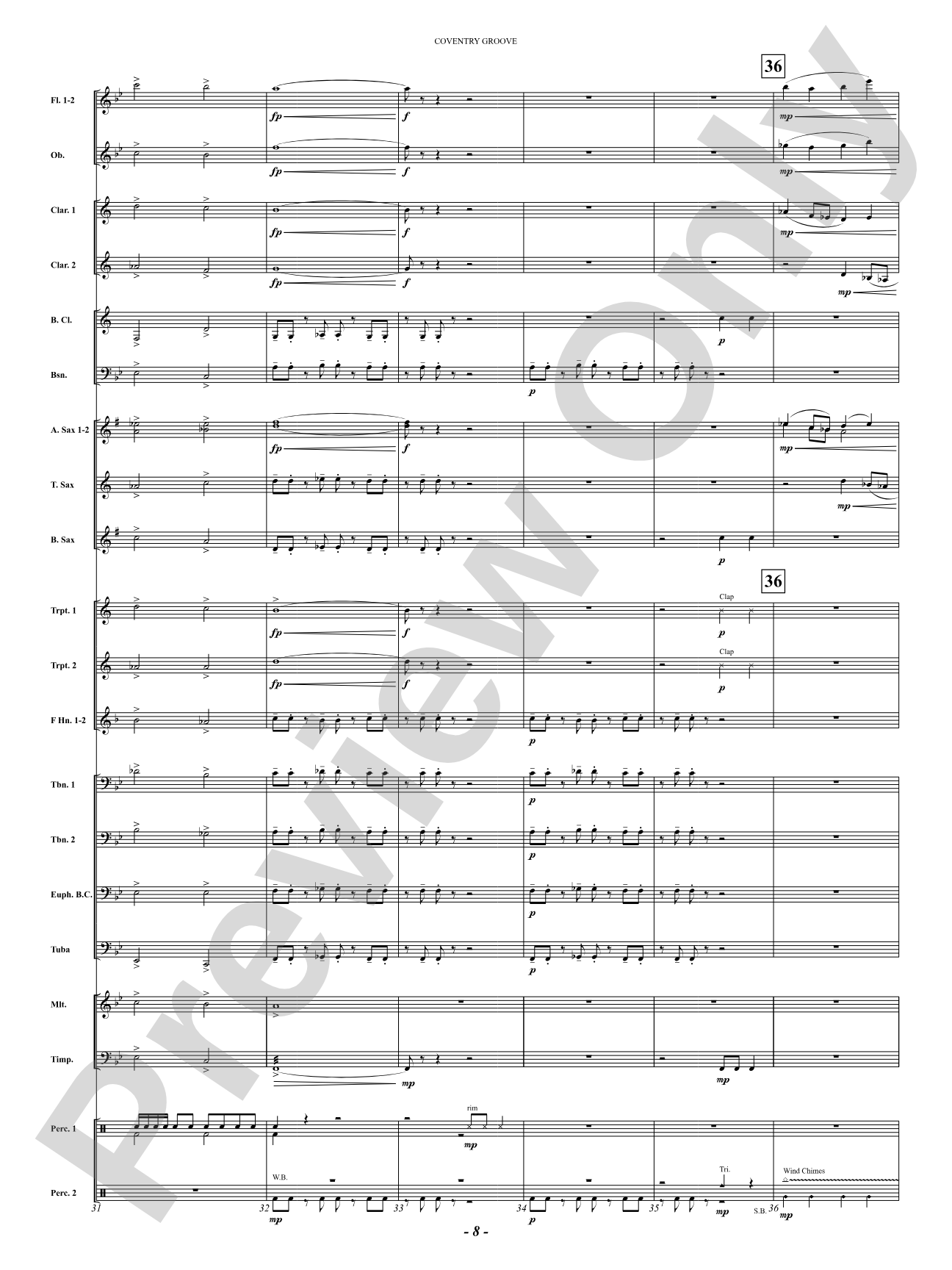 Coventry Groove: Concert Band Conductor Score & Parts
