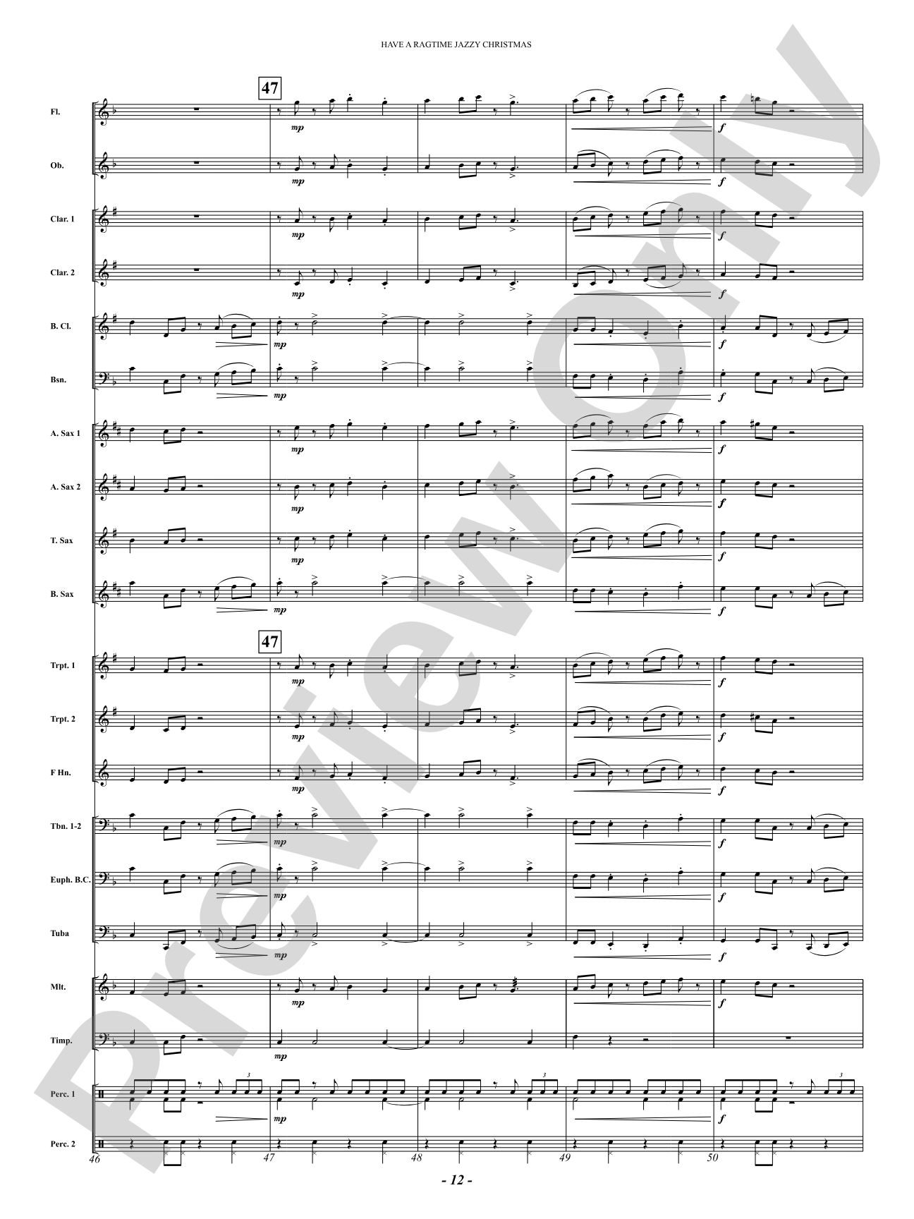 Have a Ragtime Jazzy Christmas: Concert Band Conductor Score & Parts