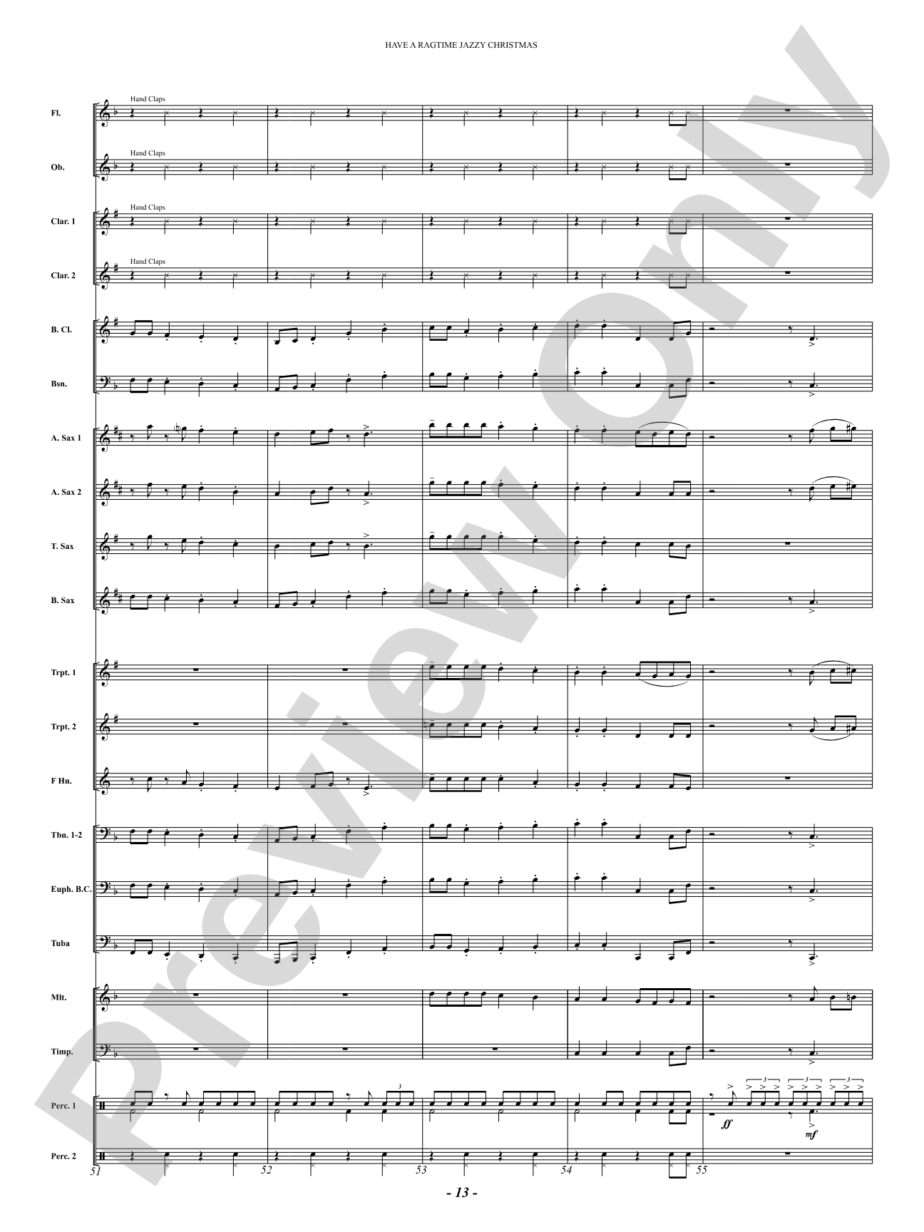 Have a Ragtime Jazzy Christmas: Concert Band Conductor Score & Parts