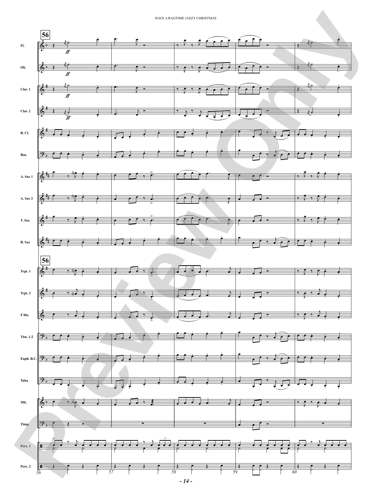 Have a Ragtime Jazzy Christmas: Concert Band Conductor Score & Parts