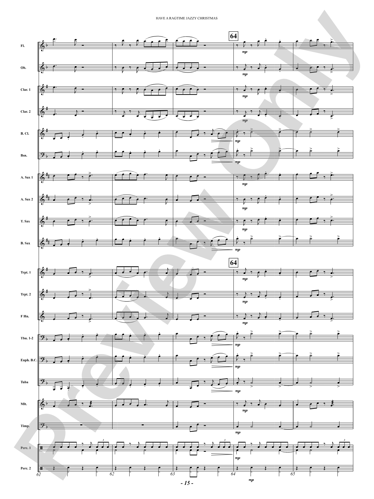 Have a Ragtime Jazzy Christmas: Concert Band Conductor Score & Parts