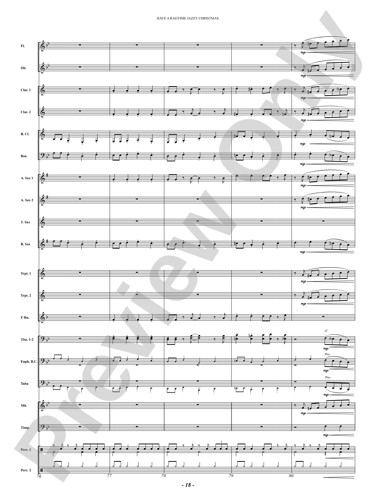 Have a Ragtime Jazzy Christmas: Concert Band Conductor Score & Parts