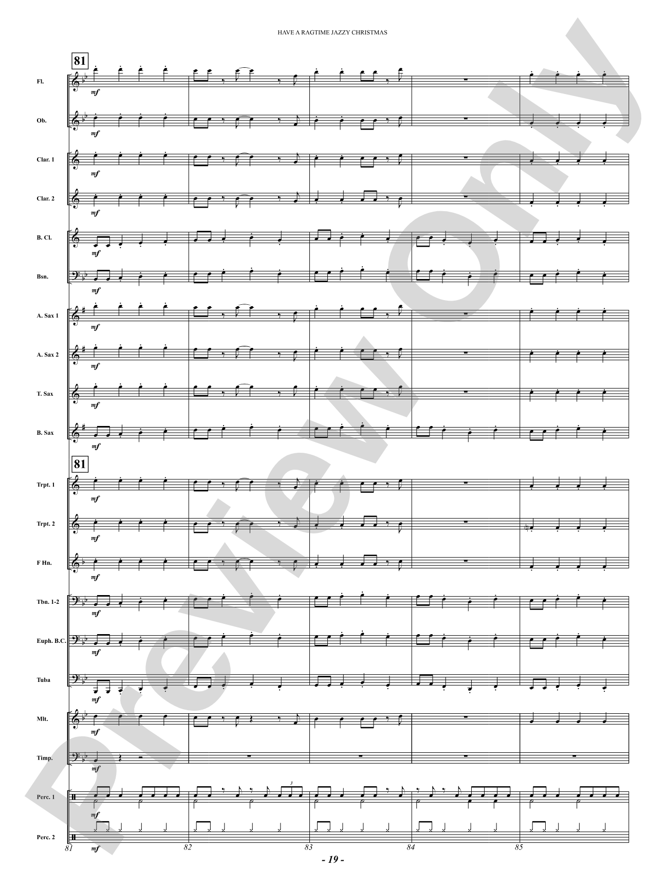 Have a Ragtime Jazzy Christmas: Concert Band Conductor Score & Parts