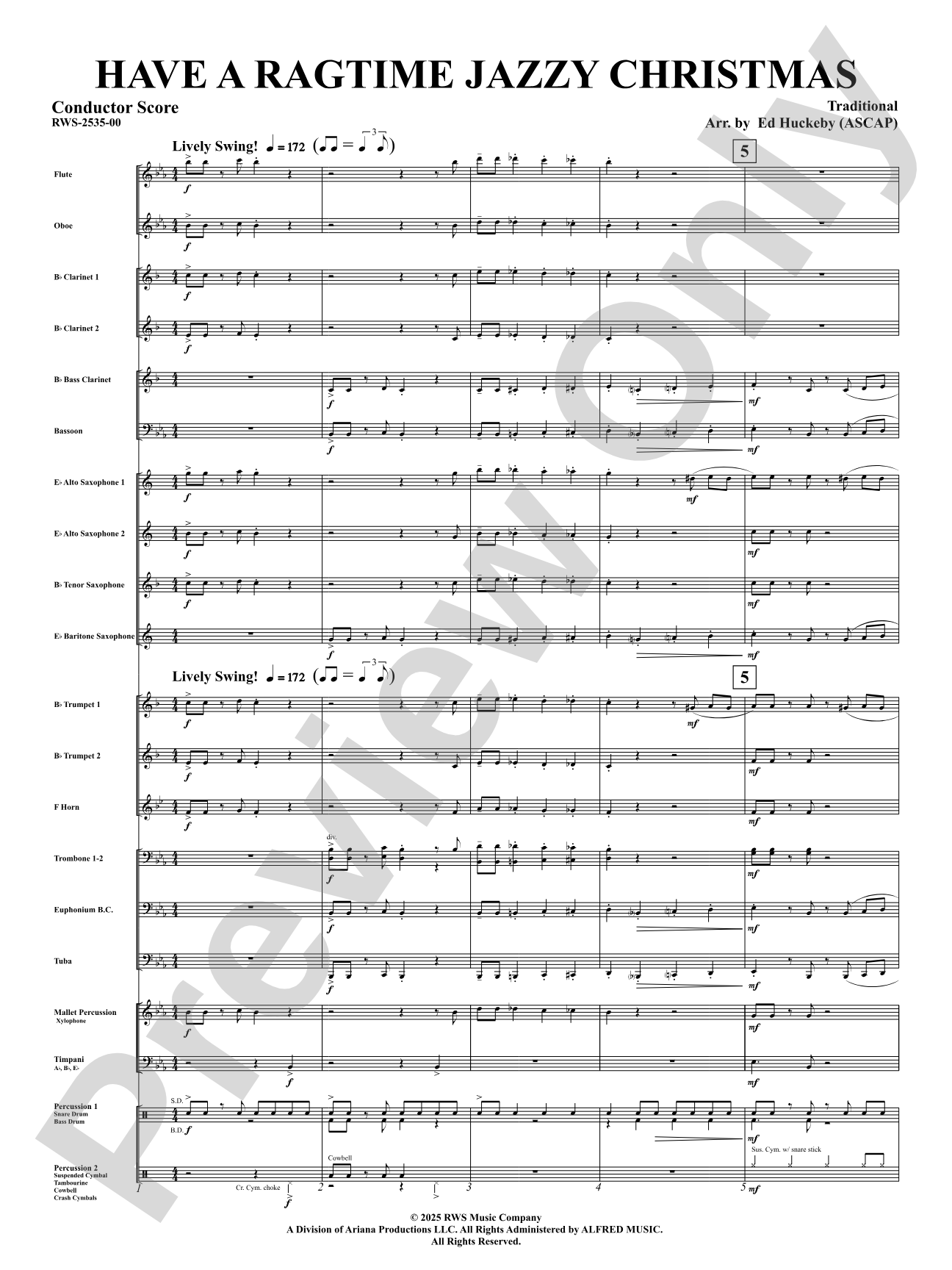 Have a Ragtime Jazzy Christmas: Concert Band Conductor Score & Parts