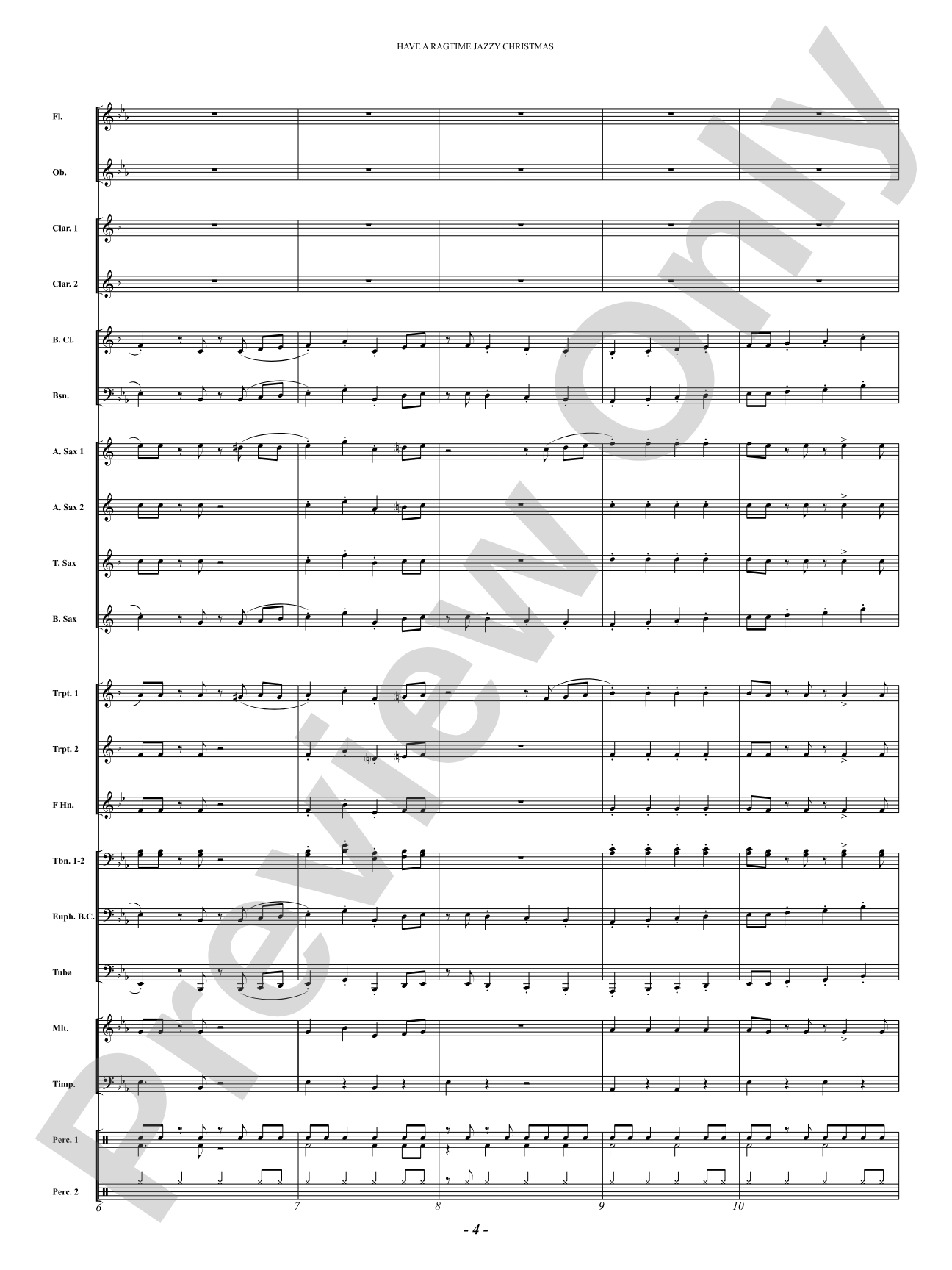 Have a Ragtime Jazzy Christmas: Concert Band Conductor Score & Parts
