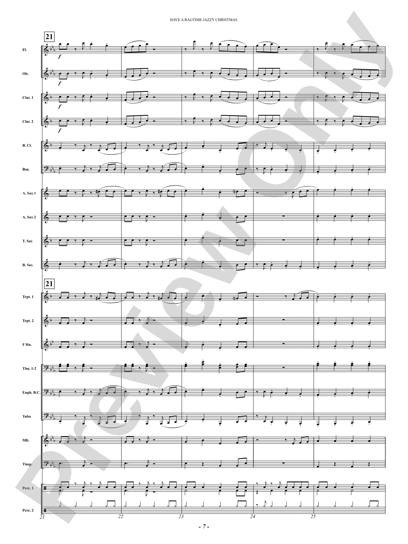 Have a Ragtime Jazzy Christmas: Concert Band Conductor Score & Parts
