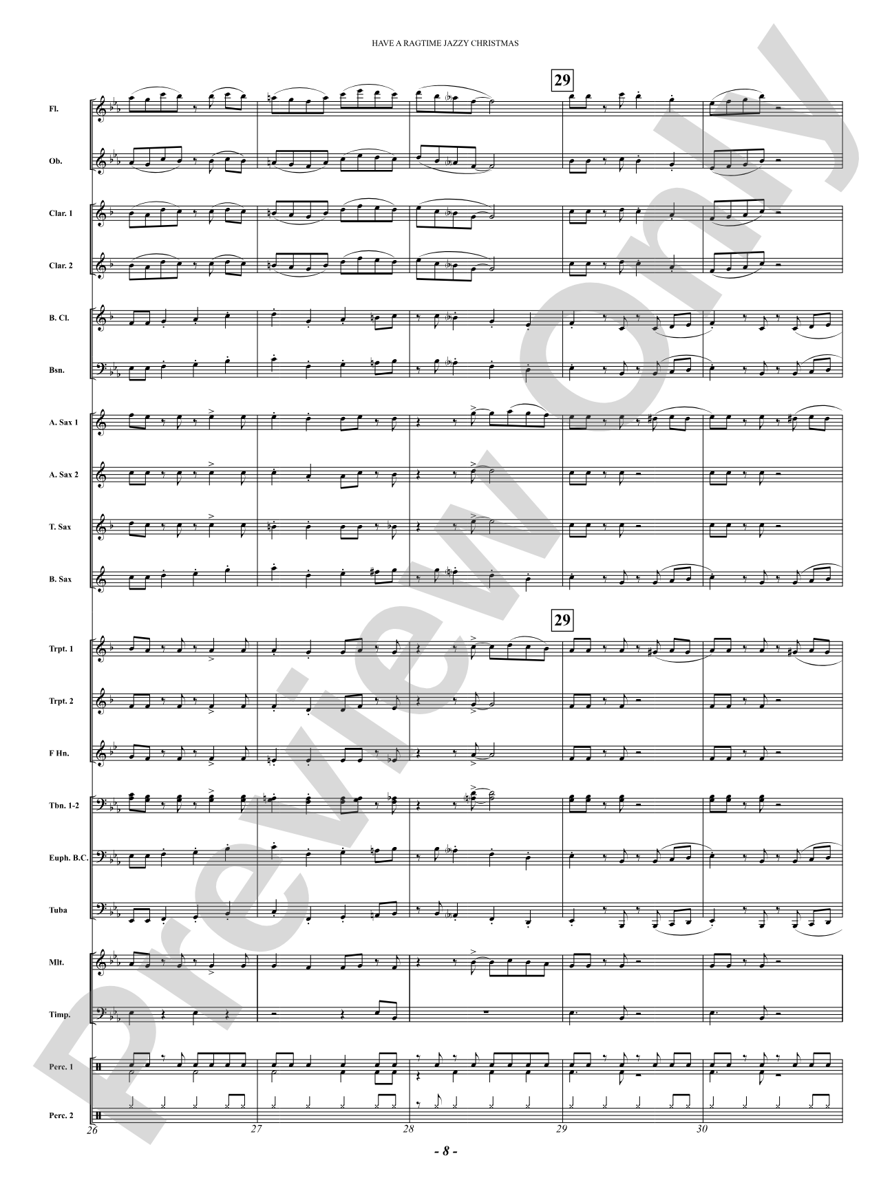 Have a Ragtime Jazzy Christmas: Concert Band Conductor Score & Parts
