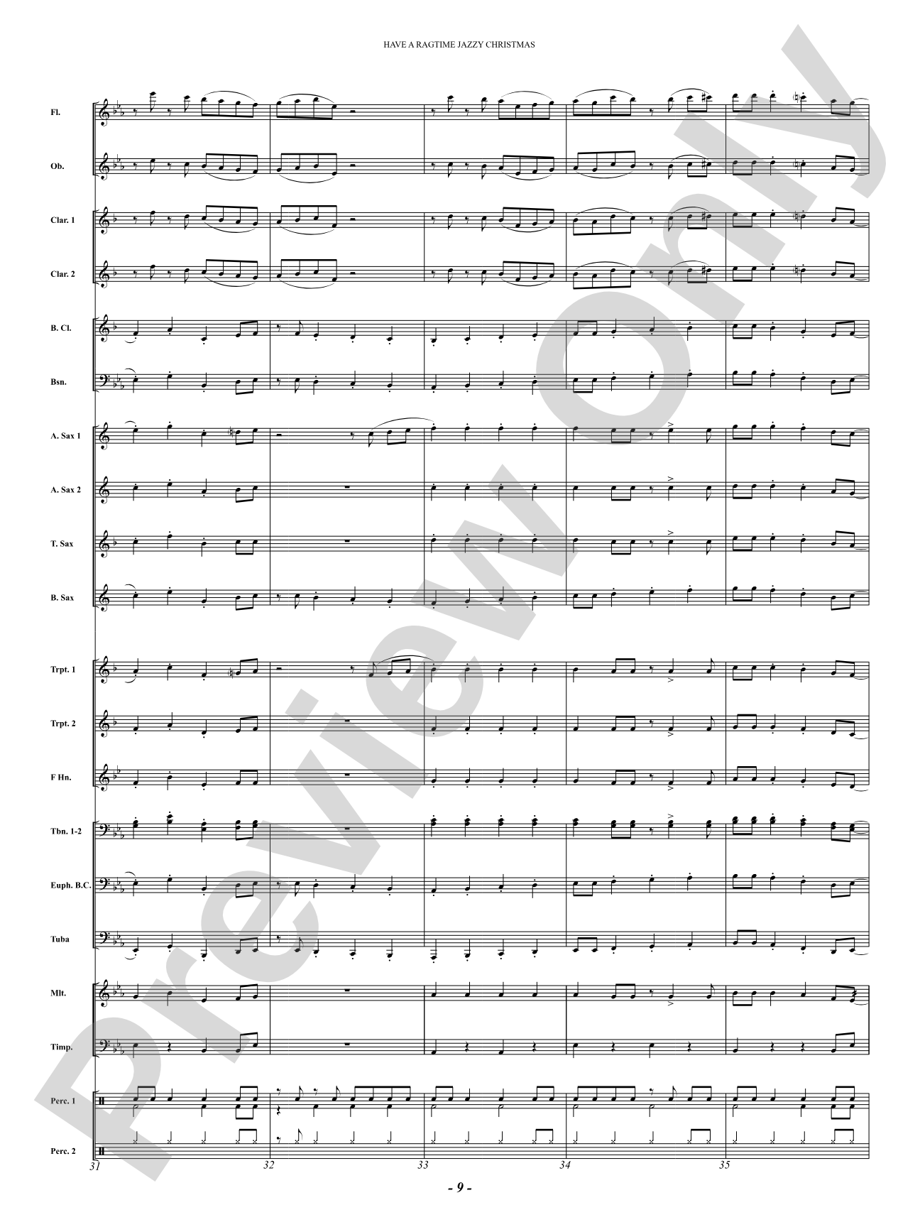 Have a Ragtime Jazzy Christmas: Concert Band Conductor Score & Parts