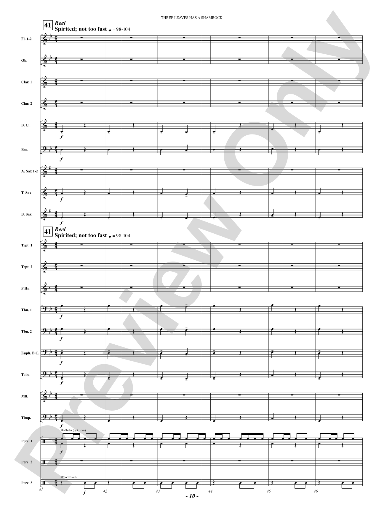 Three Leaves Has A Shamrock: Concert Band Conductor Score & Parts